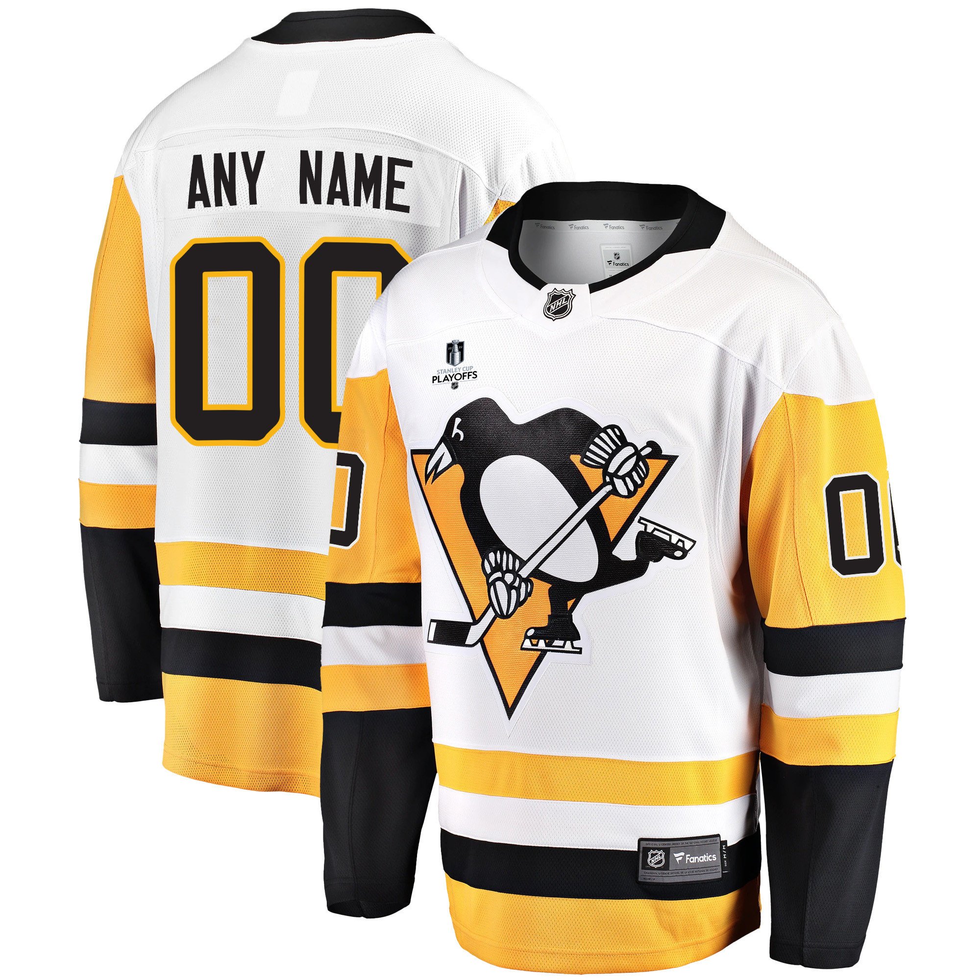 Pittsburgh Penguins Custom Away 2022 Stanley Cup Playoffs Breakaway Men Hockey Jersey - White - JS944 