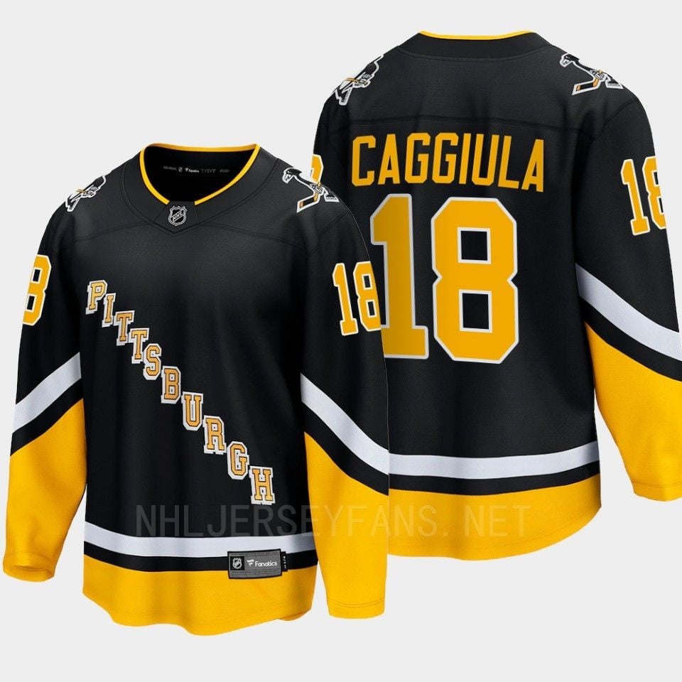Pittsburgh Penguins Drake Caggiula 18 Alternate Black Hockey Jersey Breakaway Player - JS670 