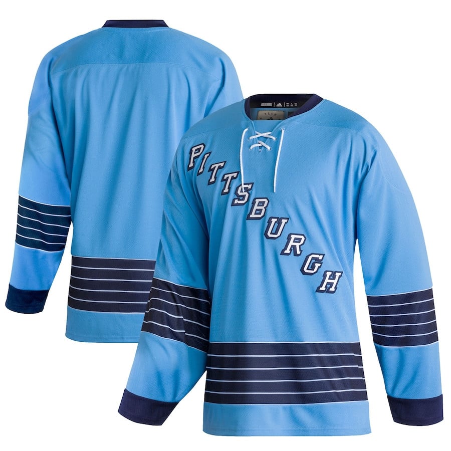 Pittsburgh Penguins Team Classics Blank Men Hockey Jersey - Light Blue - JS441 