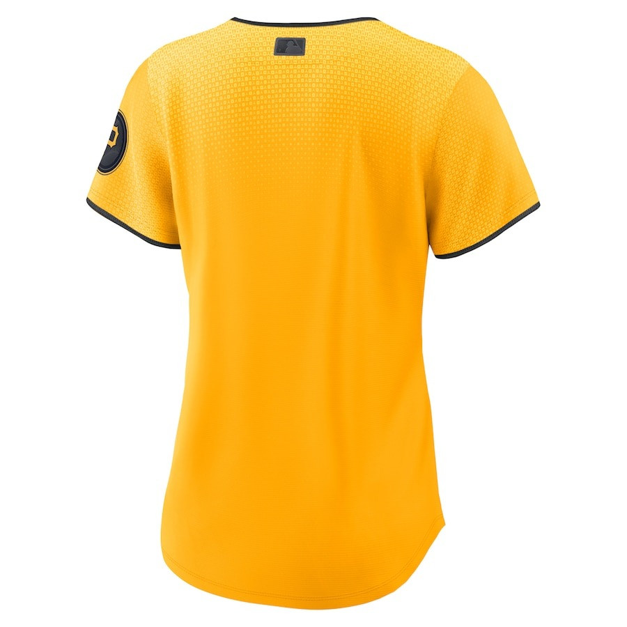 Alternative view of Pittsburgh Pirates 2023 City Connect Women Jersey - Gold 