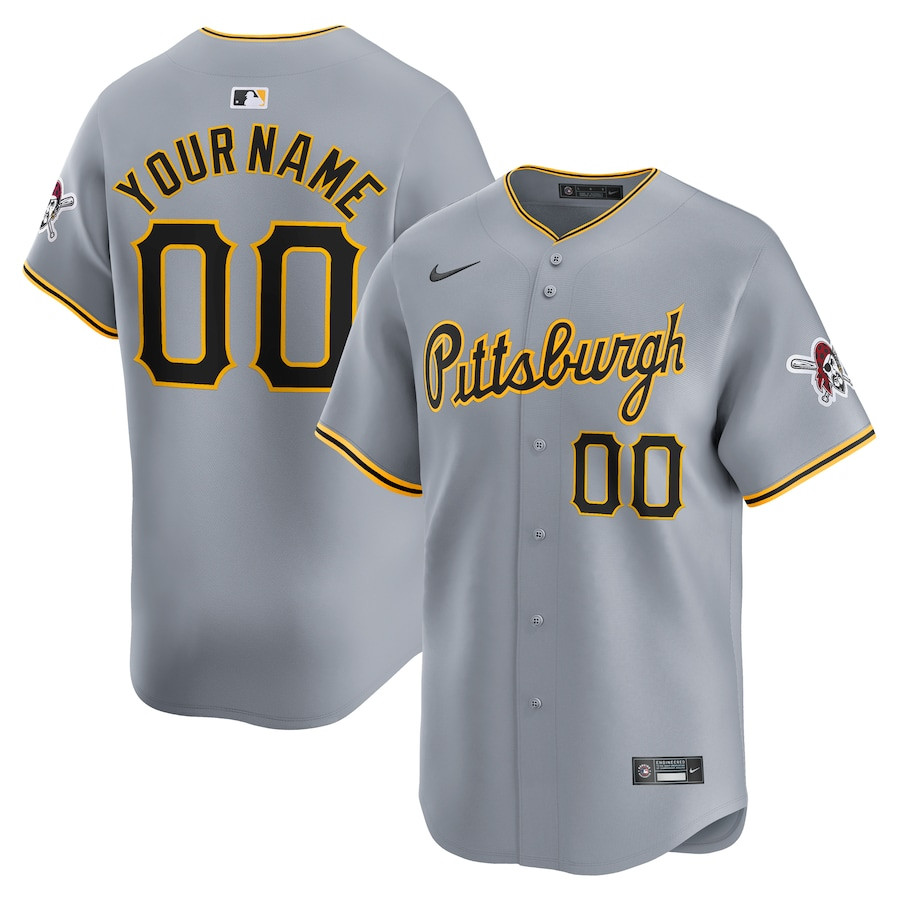 Pittsburgh Pirates Away Limited Custom Men Baseball Jersey - Gray 