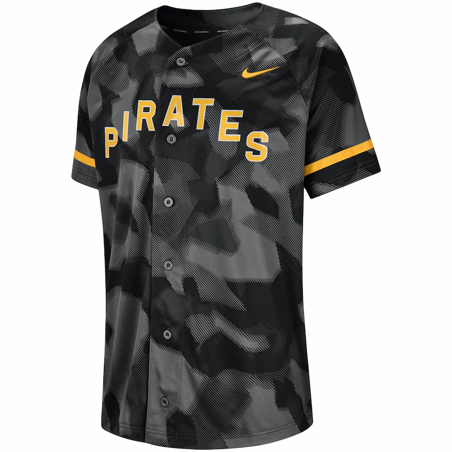 Alternative view of Pittsburgh Pirates Camo Baseball Jersey - Black