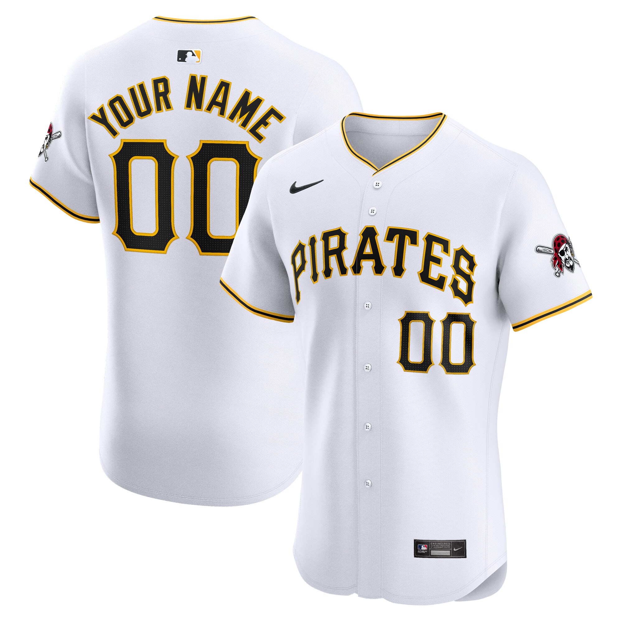 Pittsburgh Pirates Home Elite Custom Baseball Jersey - White