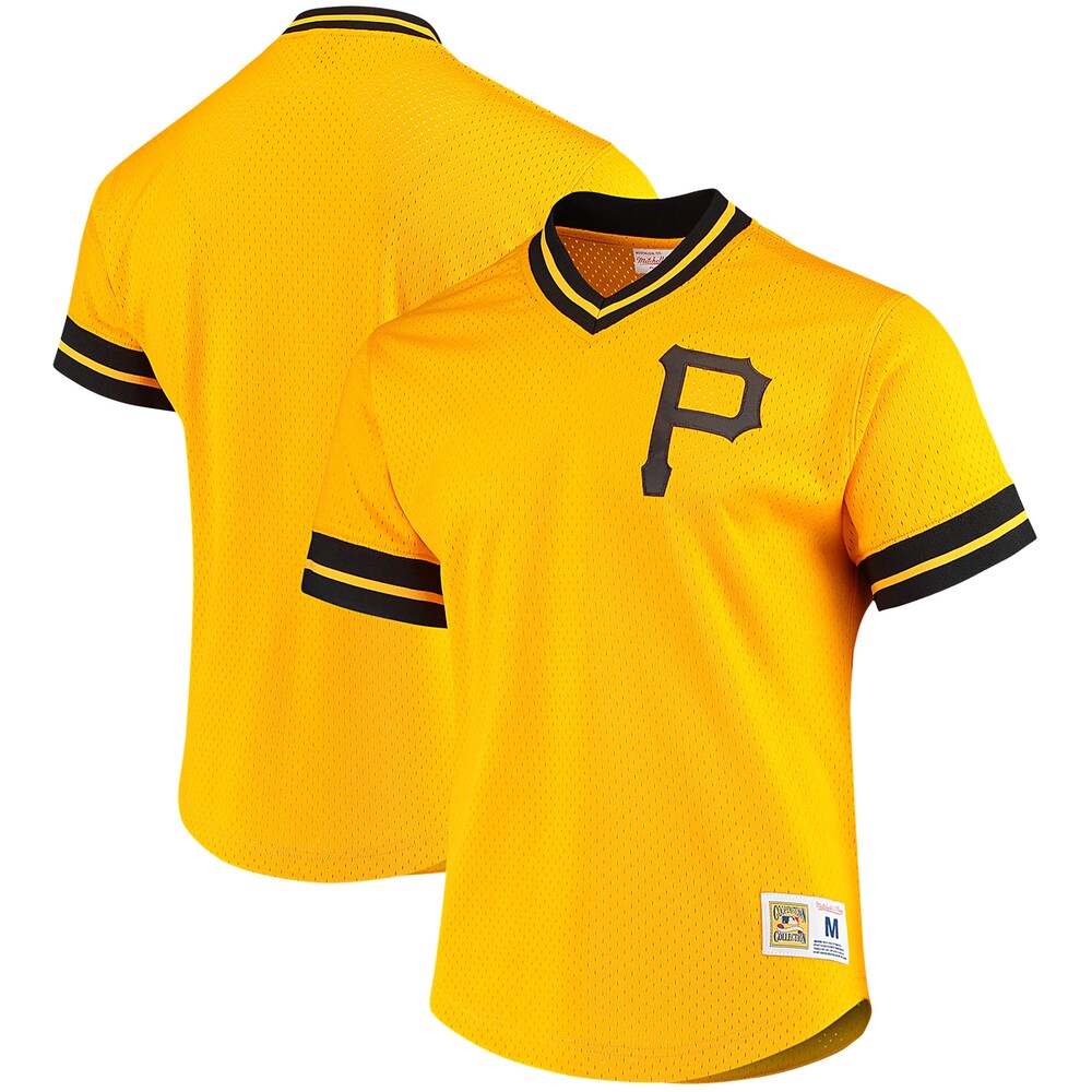 Pittsburgh Pirates Mitchell & Ness Mesh V-neck Jersey - Gold