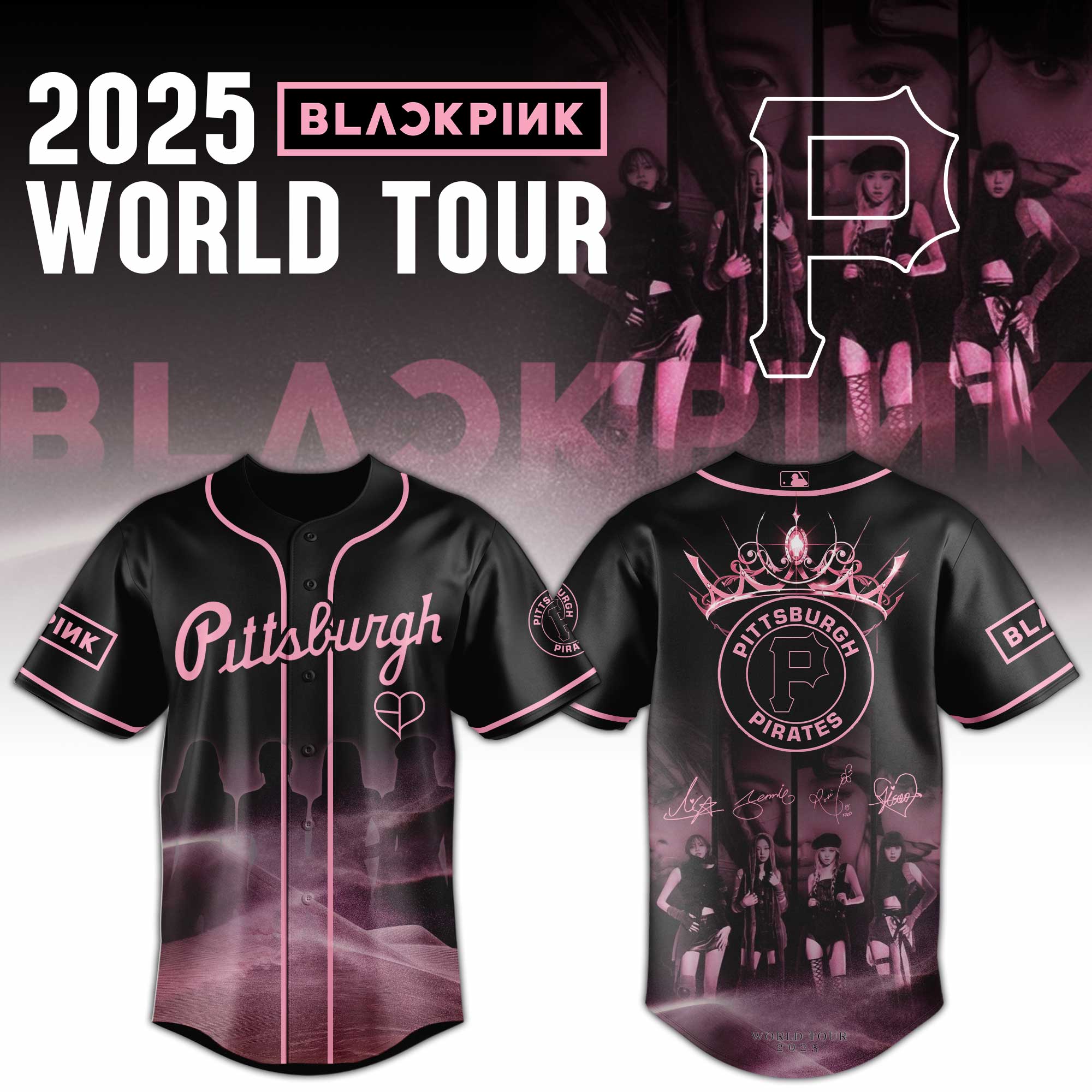 Pittsburgh Pirates Mlb X Blackpink 2025 World Tour Custom Baseball Jersey