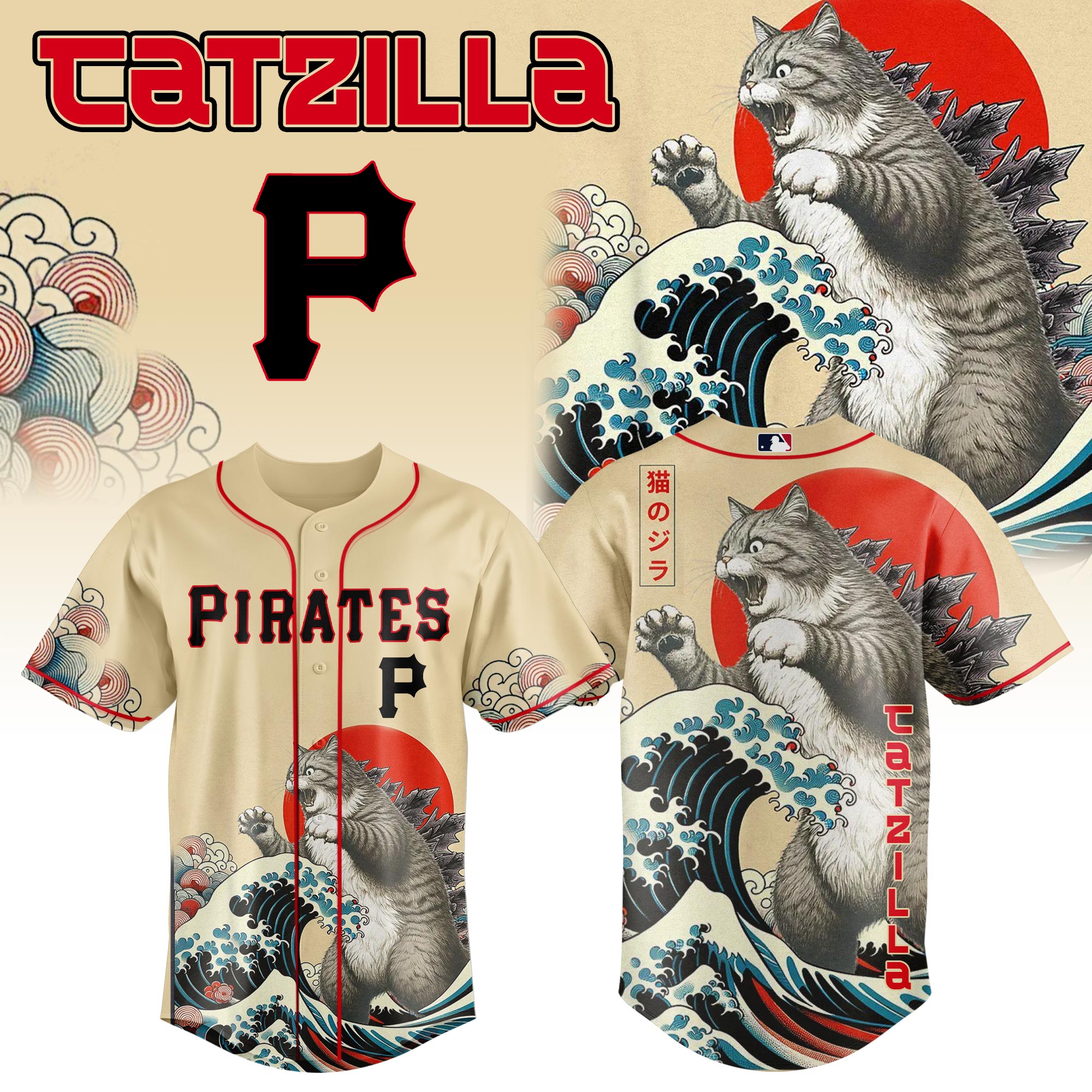 Pittsburgh Pirates Mlb X Catzilla Style Japans Custom Baseball Jersey