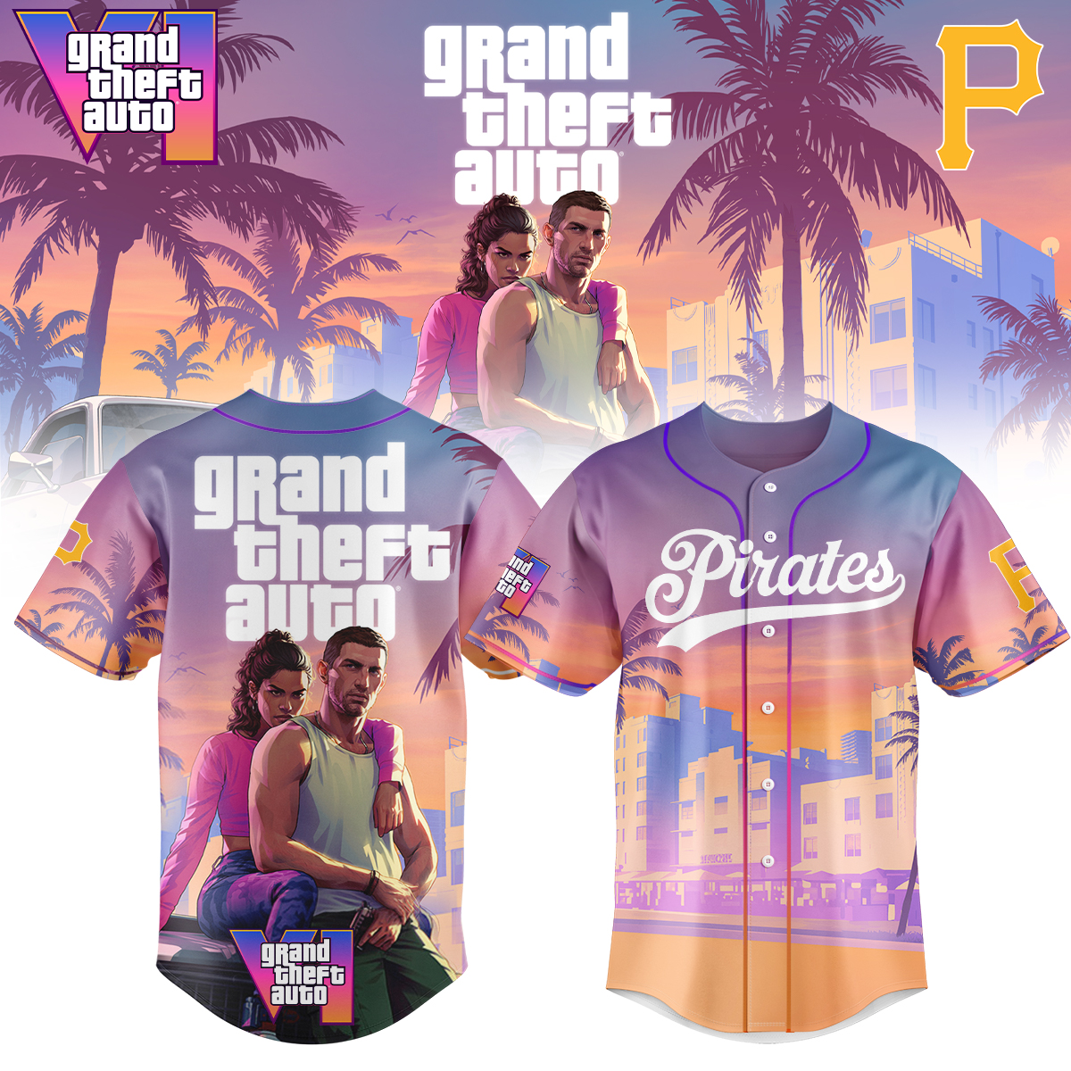 Pittsburgh Pirates Mlb X Grand Theft Auto Custom Baseball Jersey
