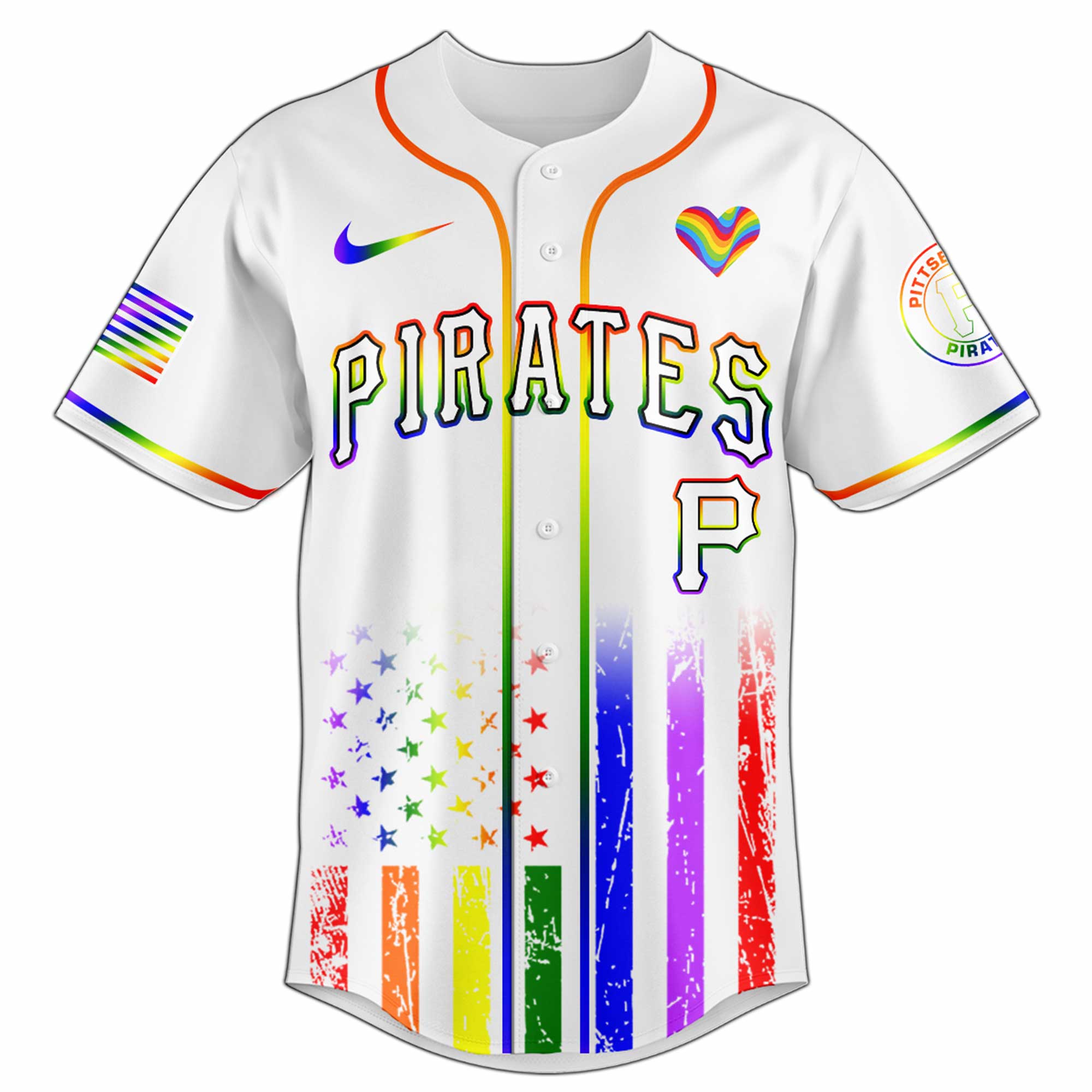 Alternative view of Pittsburgh Pirates Mlb X Happy Pride Month Limited Edition Custom Baseball Jersey 2025