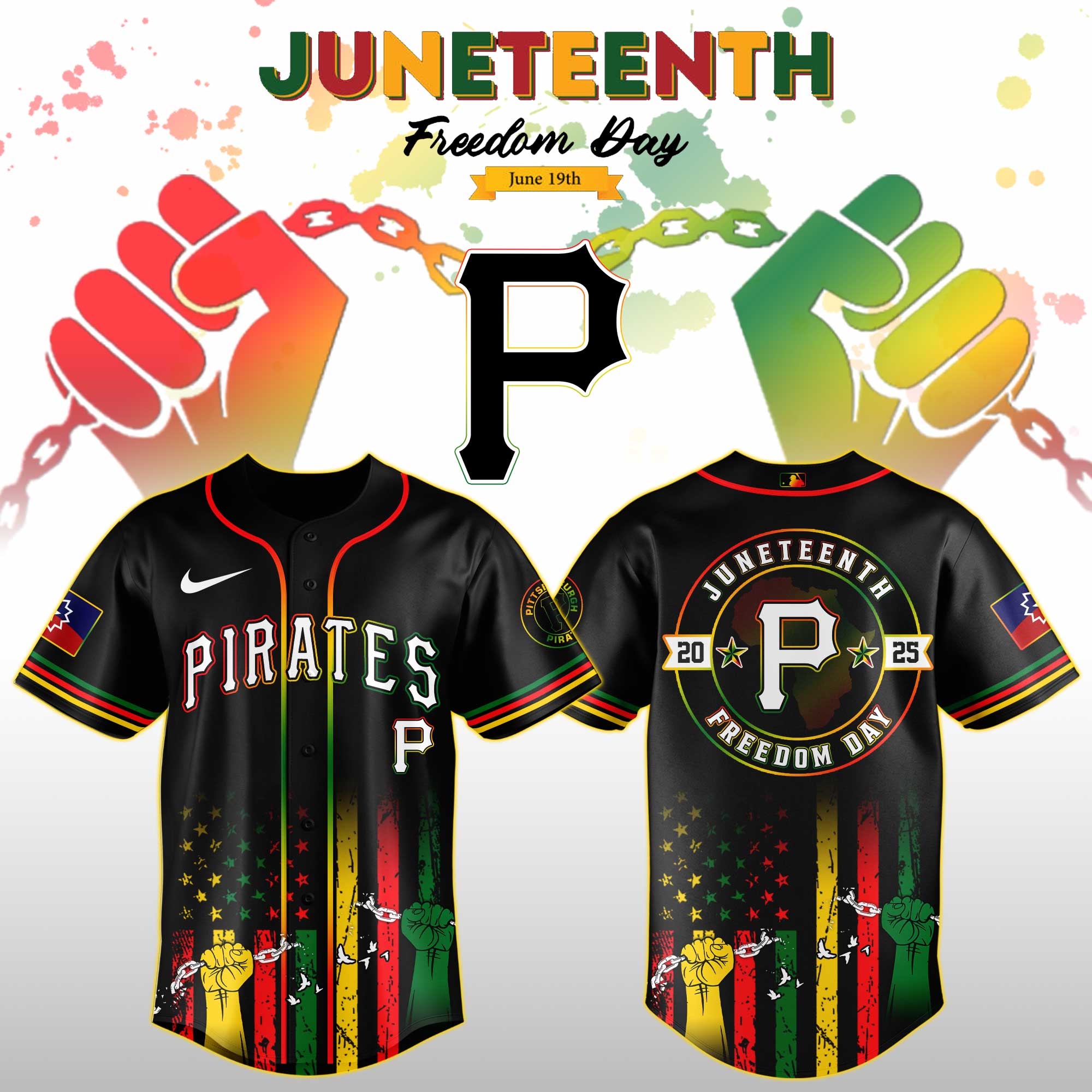 Pittsburgh Pirates Mlb X Juneteenth Day Custom Baseball Jersey Edition Custom Baseball Jersey 2025