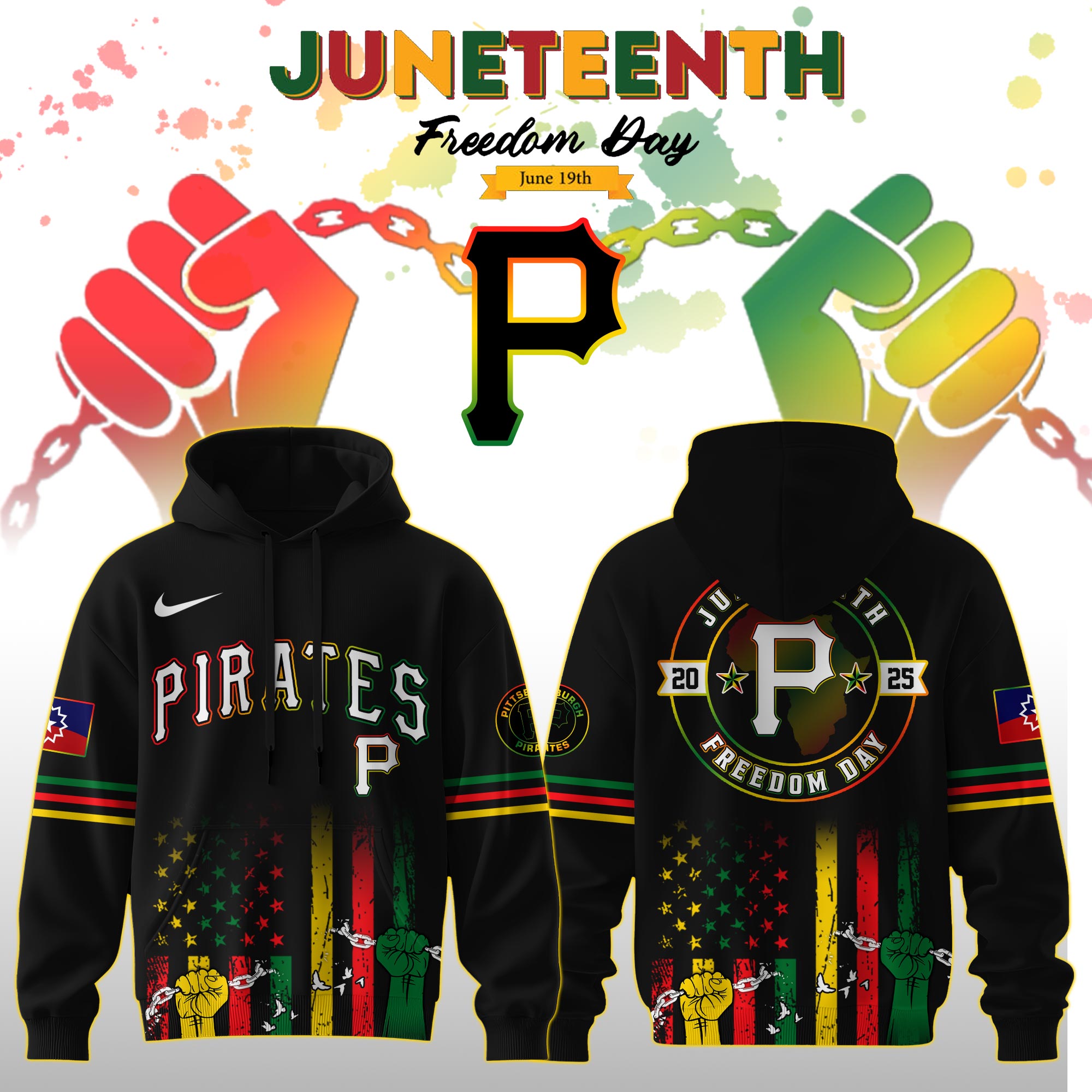 Pittsburgh Pirates Mlb X Juneteenth Freedom Day Edition Custom Hoodie 2025