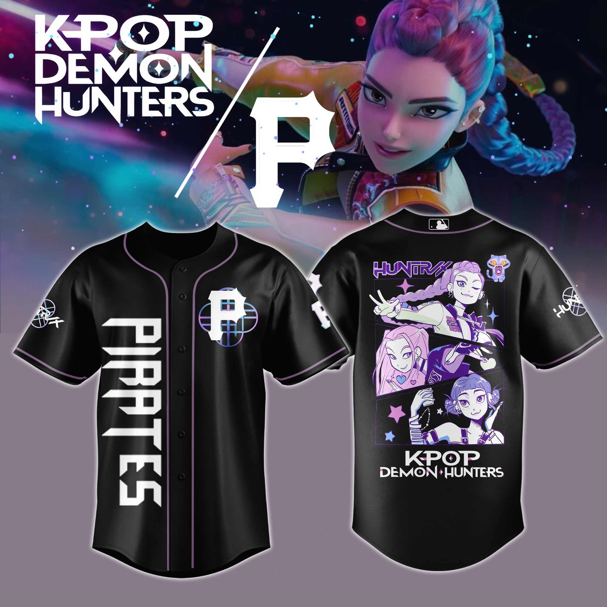 Pittsburgh Pirates Mlb X Kpop Demon Hunters Custom Baseball Jersey