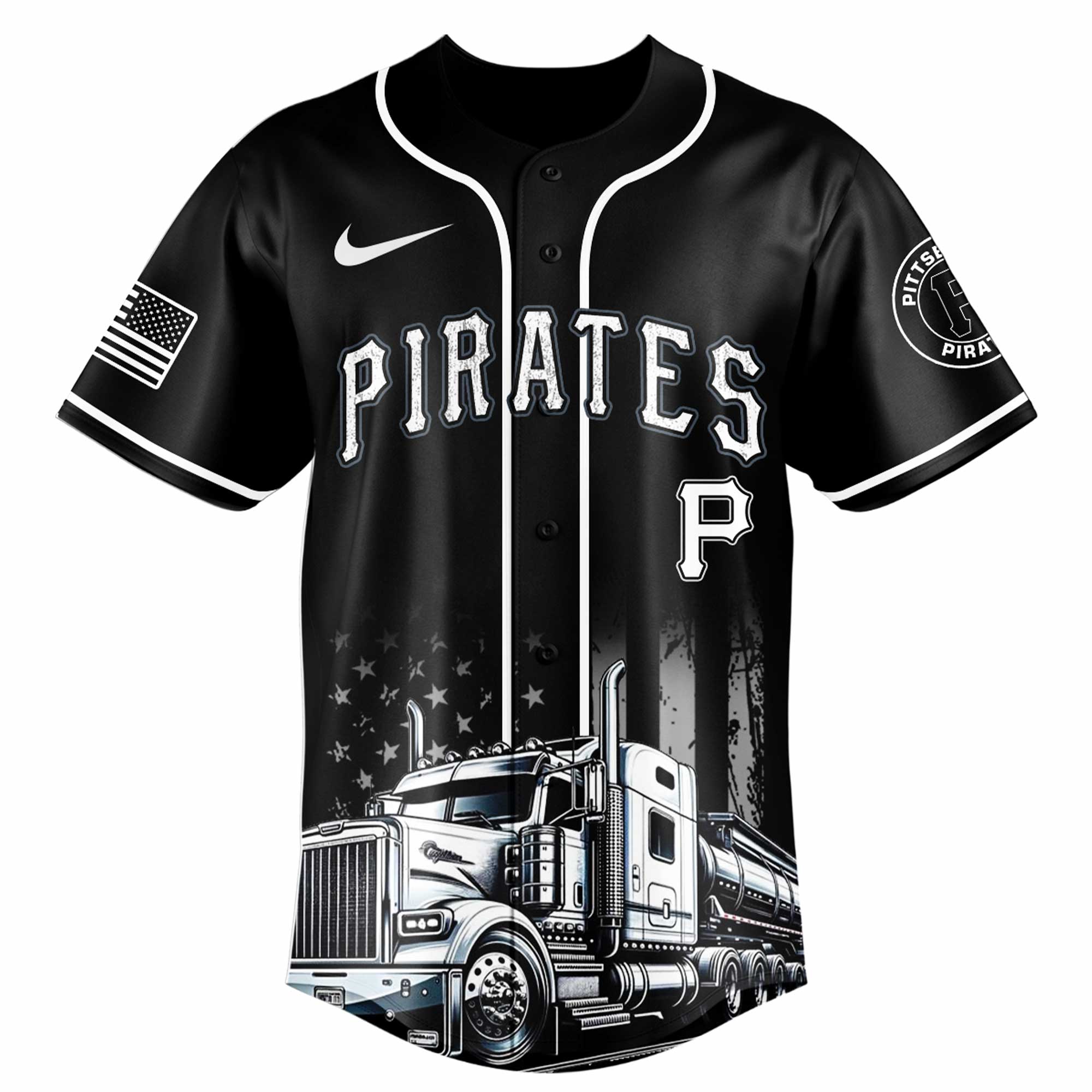 Alternative view of Pittsburgh Pirates Mlb X Nation Truck Driver Appreciation Week Limited Edition Custom Baseball Jersey 2025