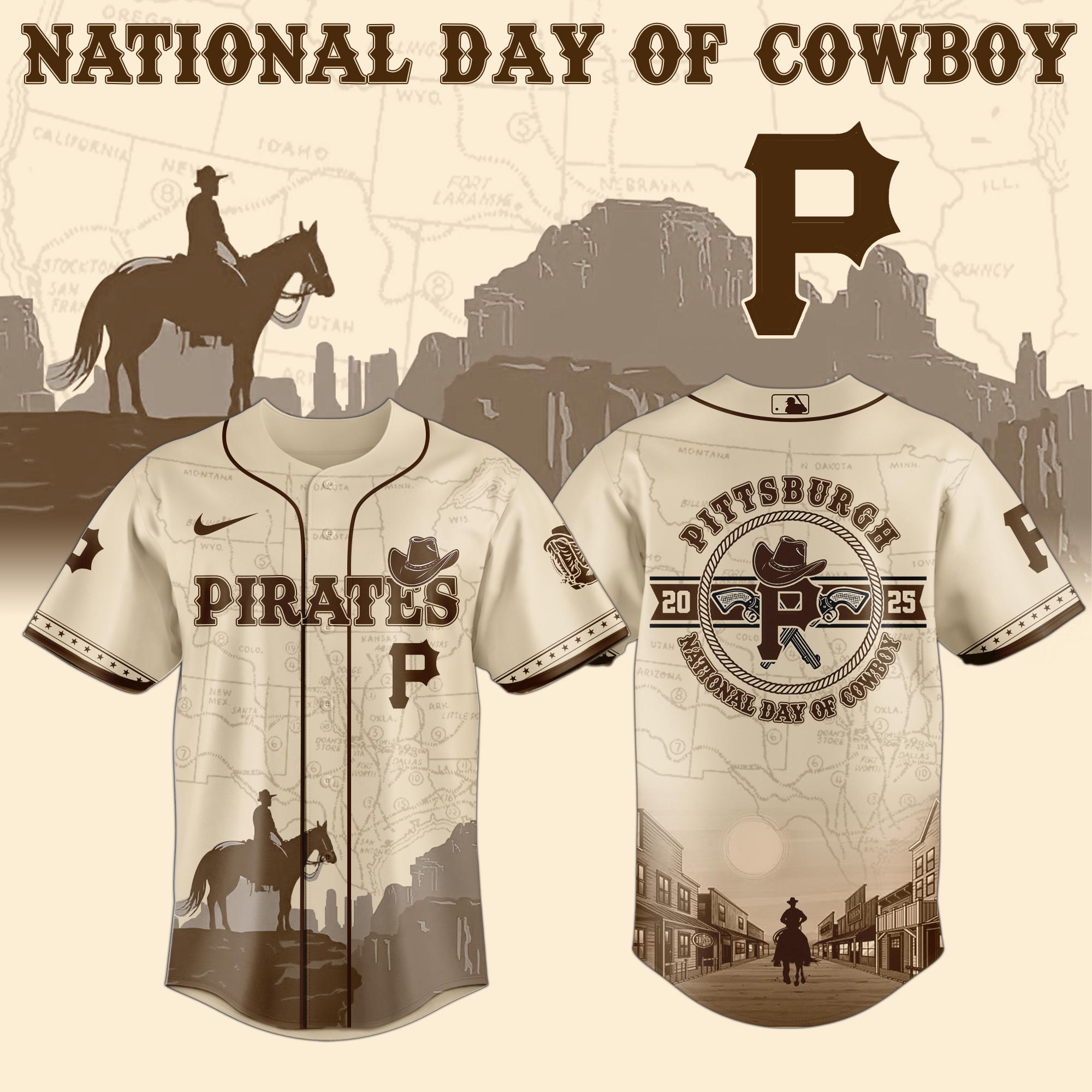 Pittsburgh Pirates Mlb X National Day Of Cowboy Custom Baseball Jersey