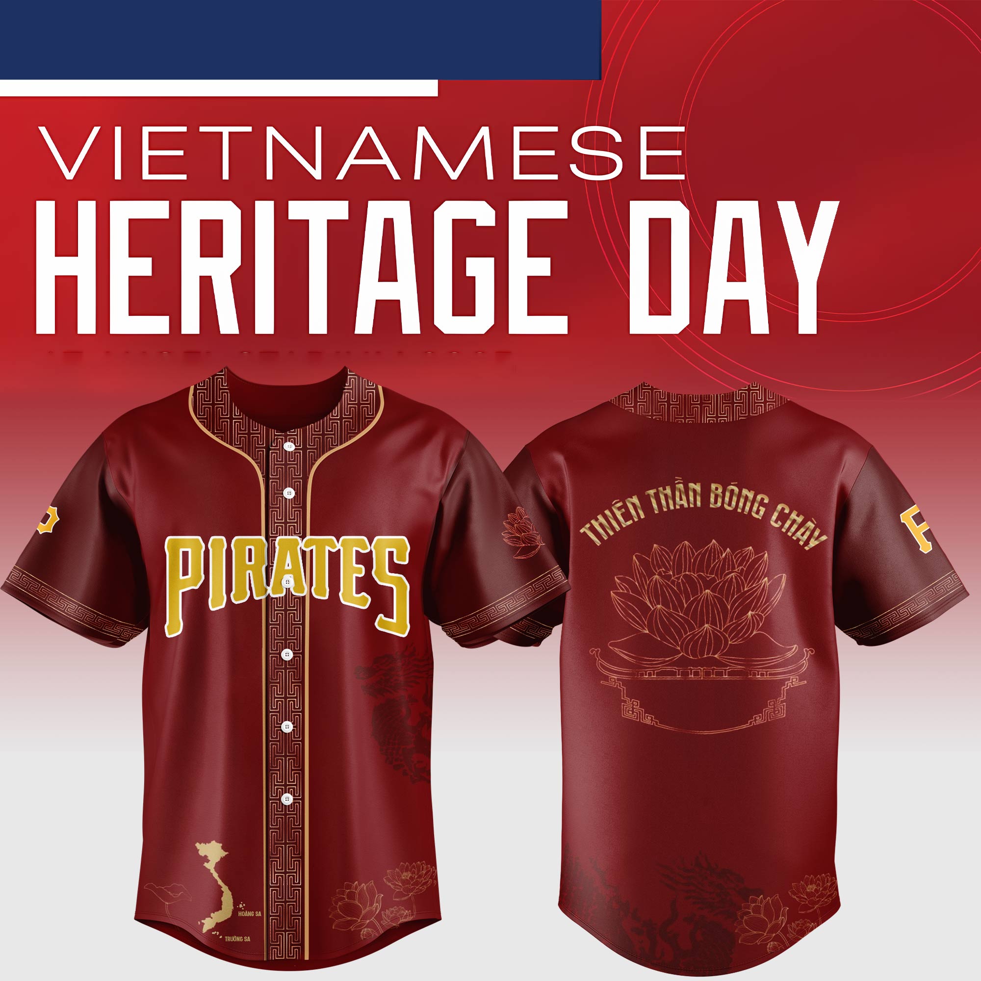 Pittsburgh Pirates Mlb X Vietnamese Heritage Night Custom Baseball Jersey