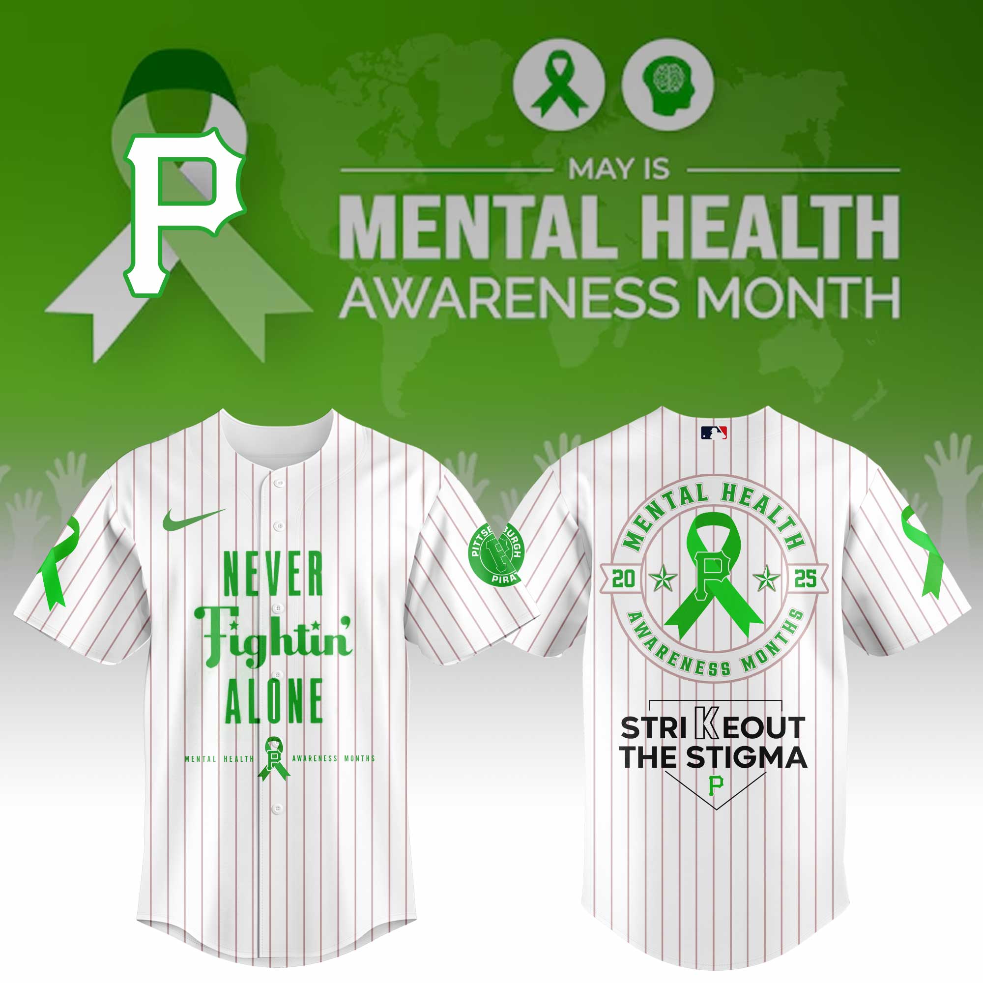 Pittsburgh Pirates Special Mental Health Awareness Week Limited Edition Custom Baseball Jersey