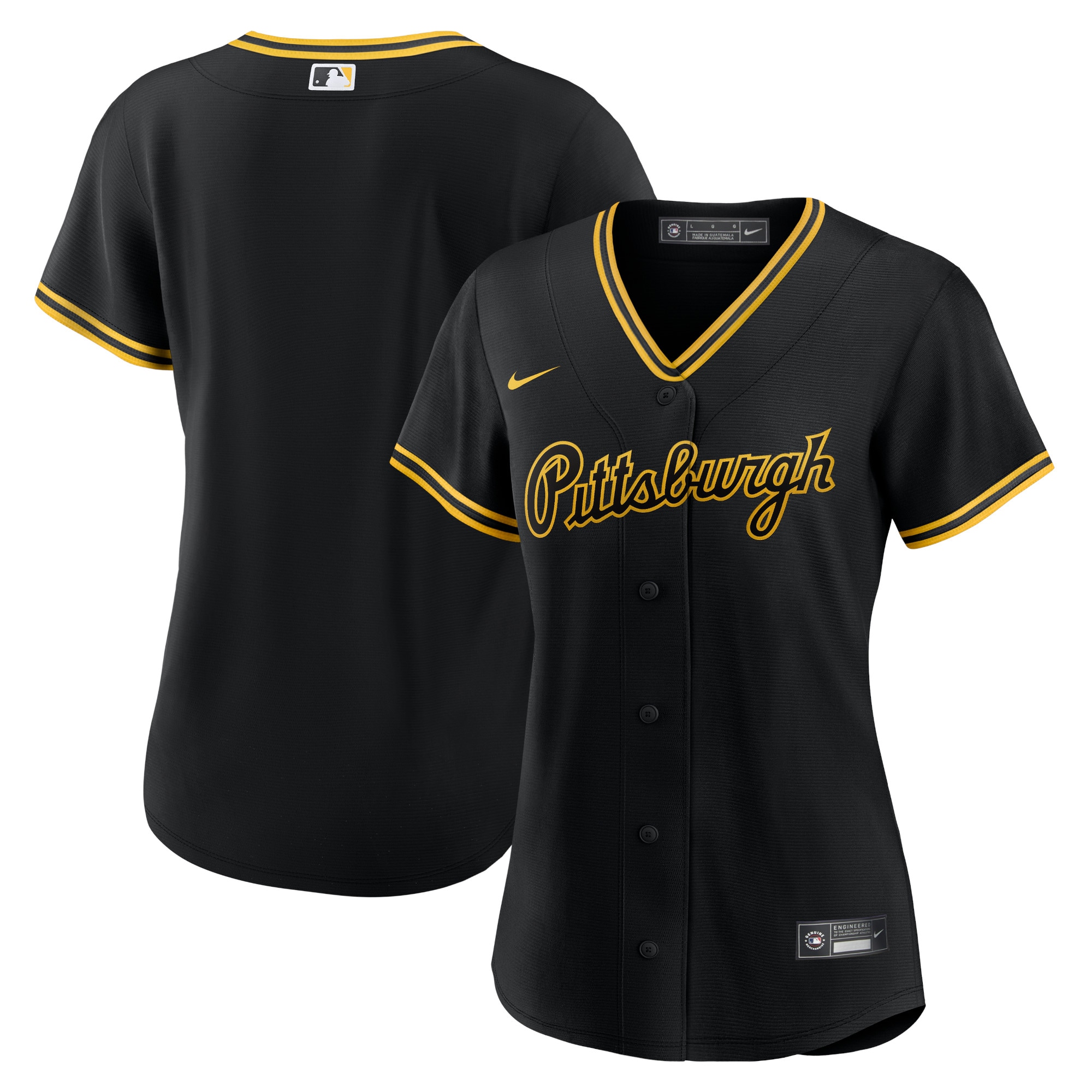 Pittsburgh Pirates Women's Alternate Replica Team Script Jersey - Black