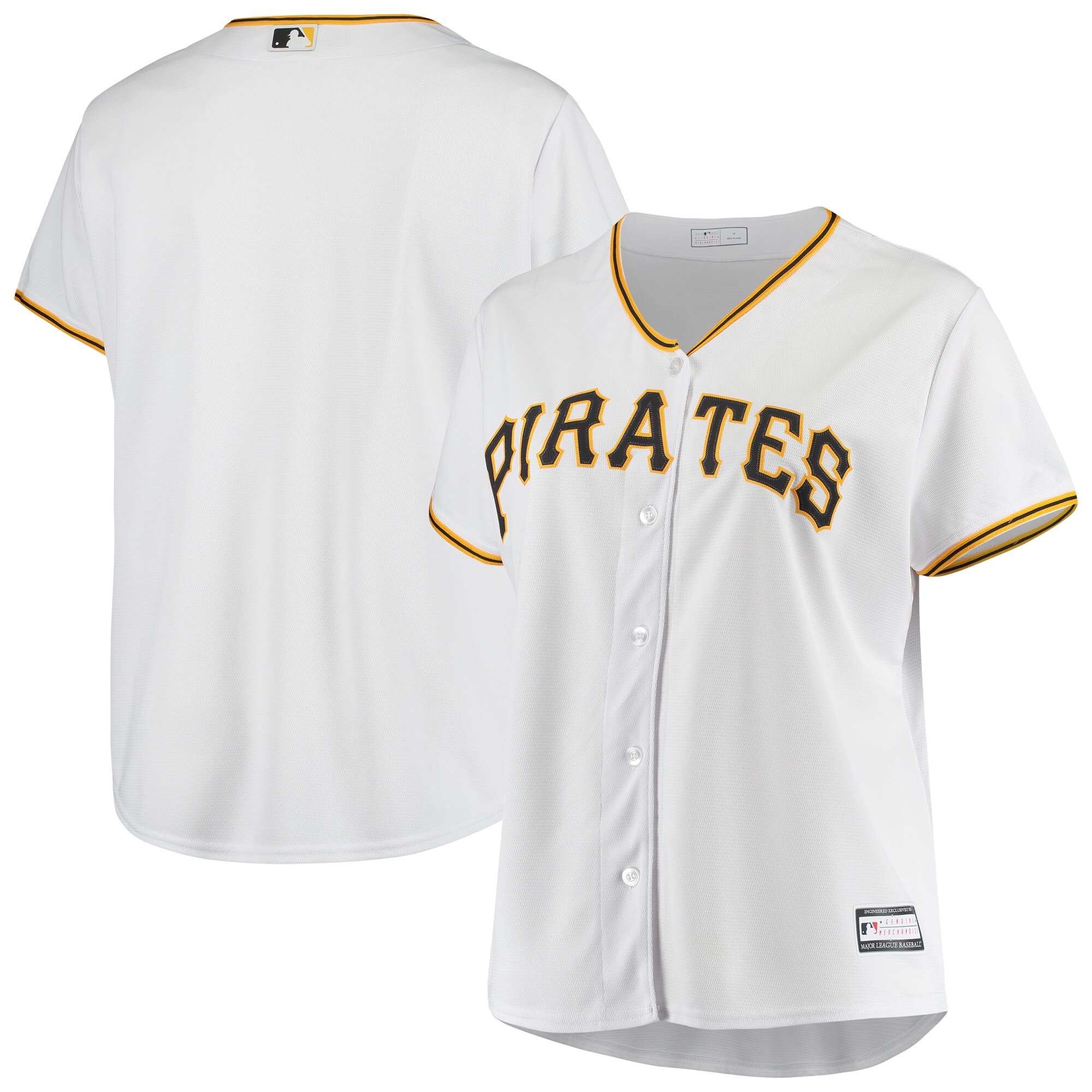 Alternative view of Pittsburgh Pirates Women's Plus Size Home Replica Team Jersey - White