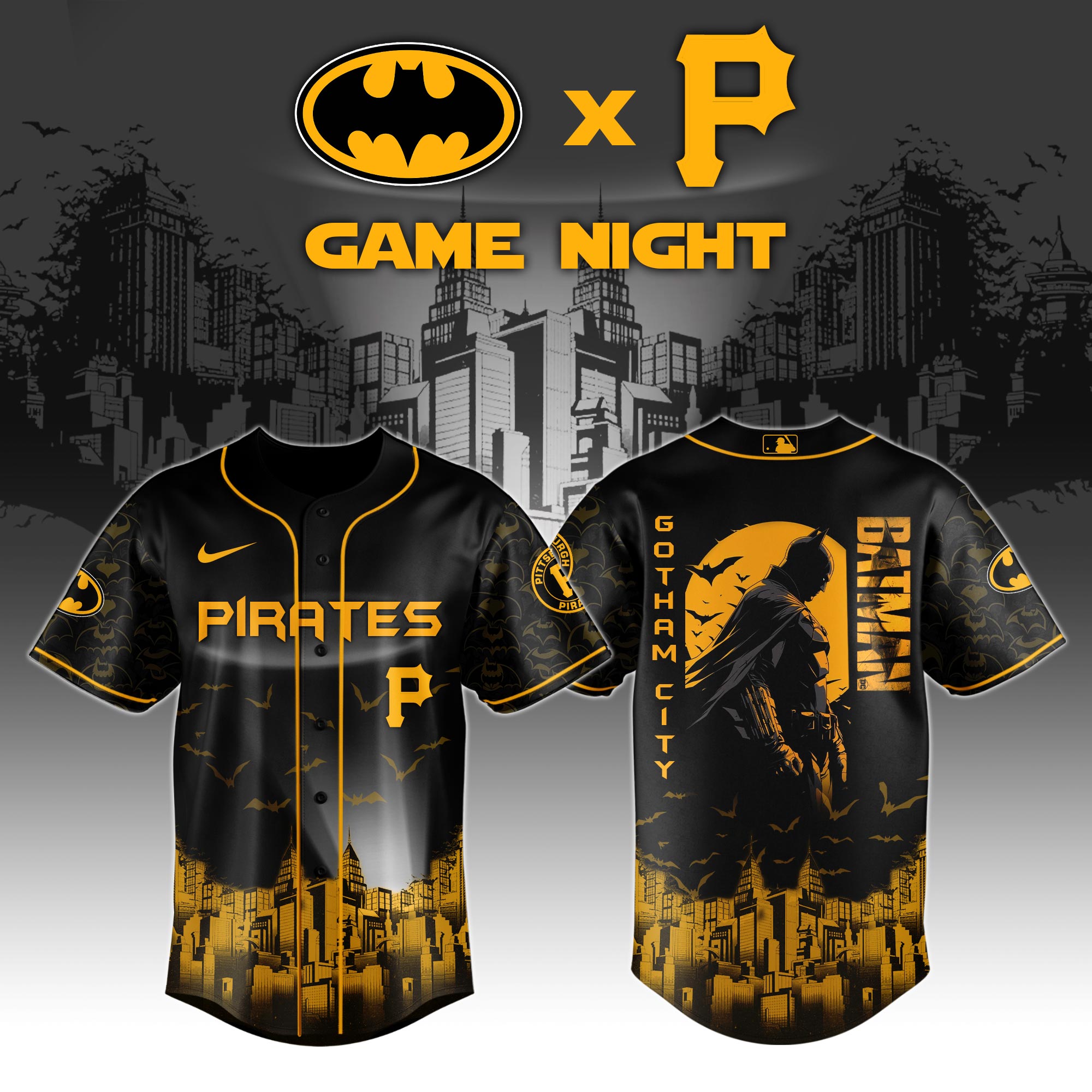 Pittsburgh Pirates X Dc Batman Game Night Custom Baseball Jersey