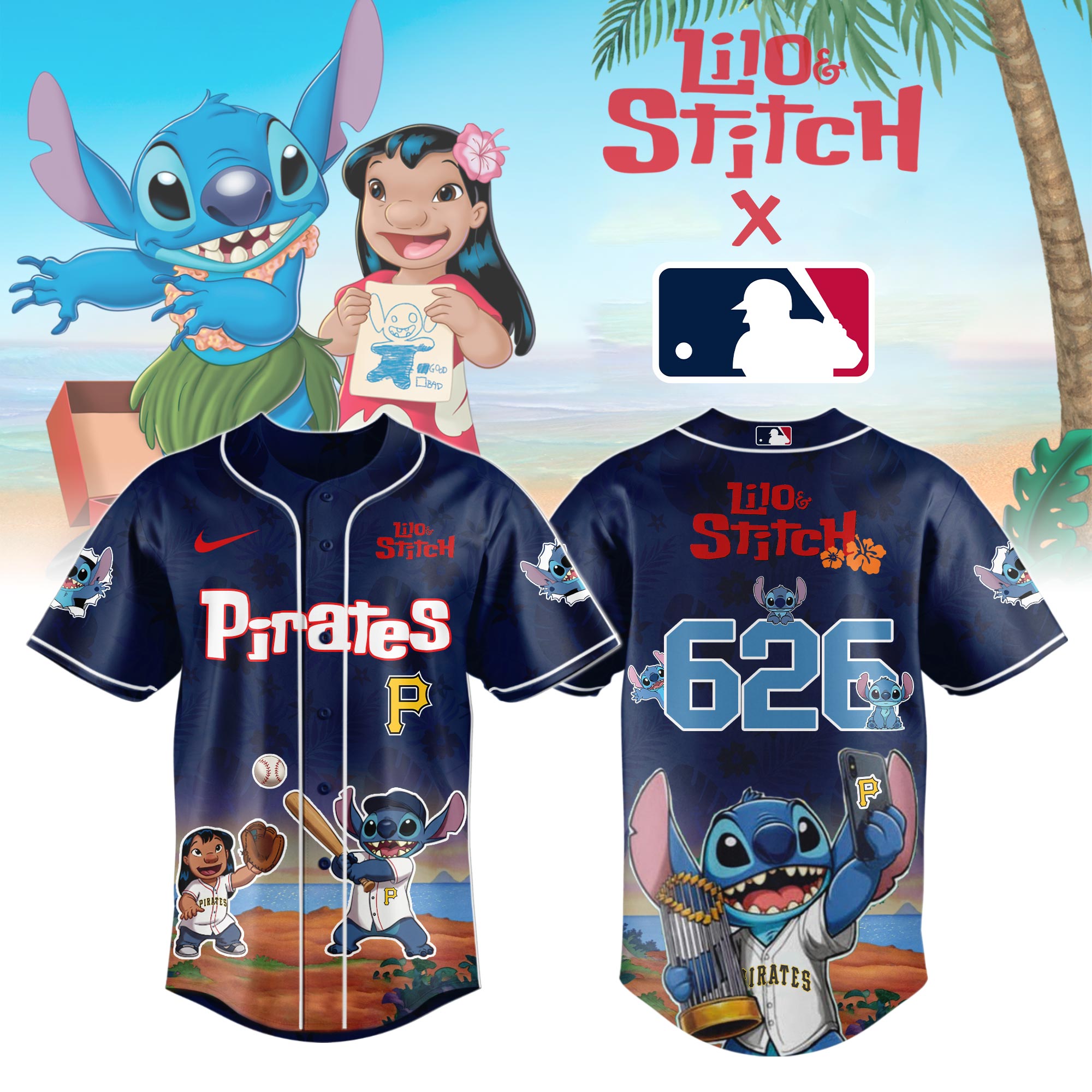 Pittsburgh Pirates X Lilo & Stitch Limited Edition Custom Baseball Jersey