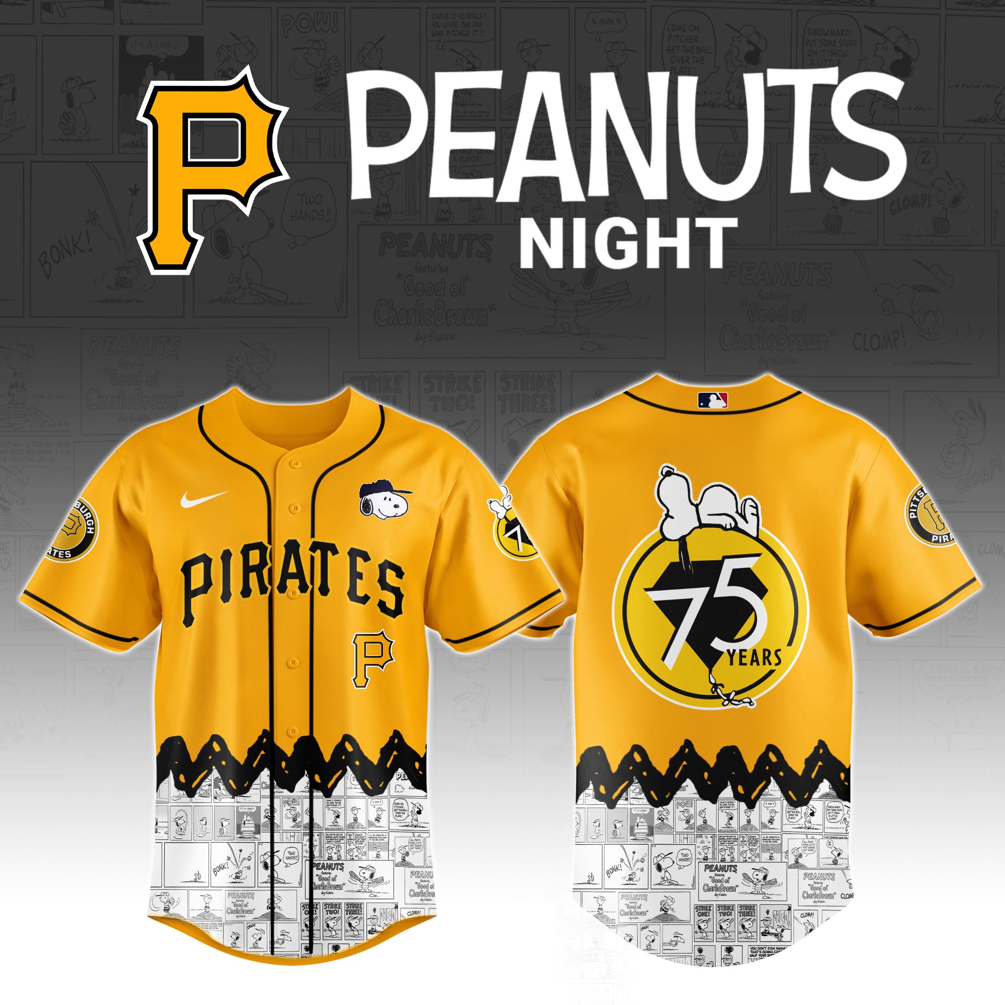 Pittsburgh Pirates X Peanuts Night Custom Baseball Jersey 2025