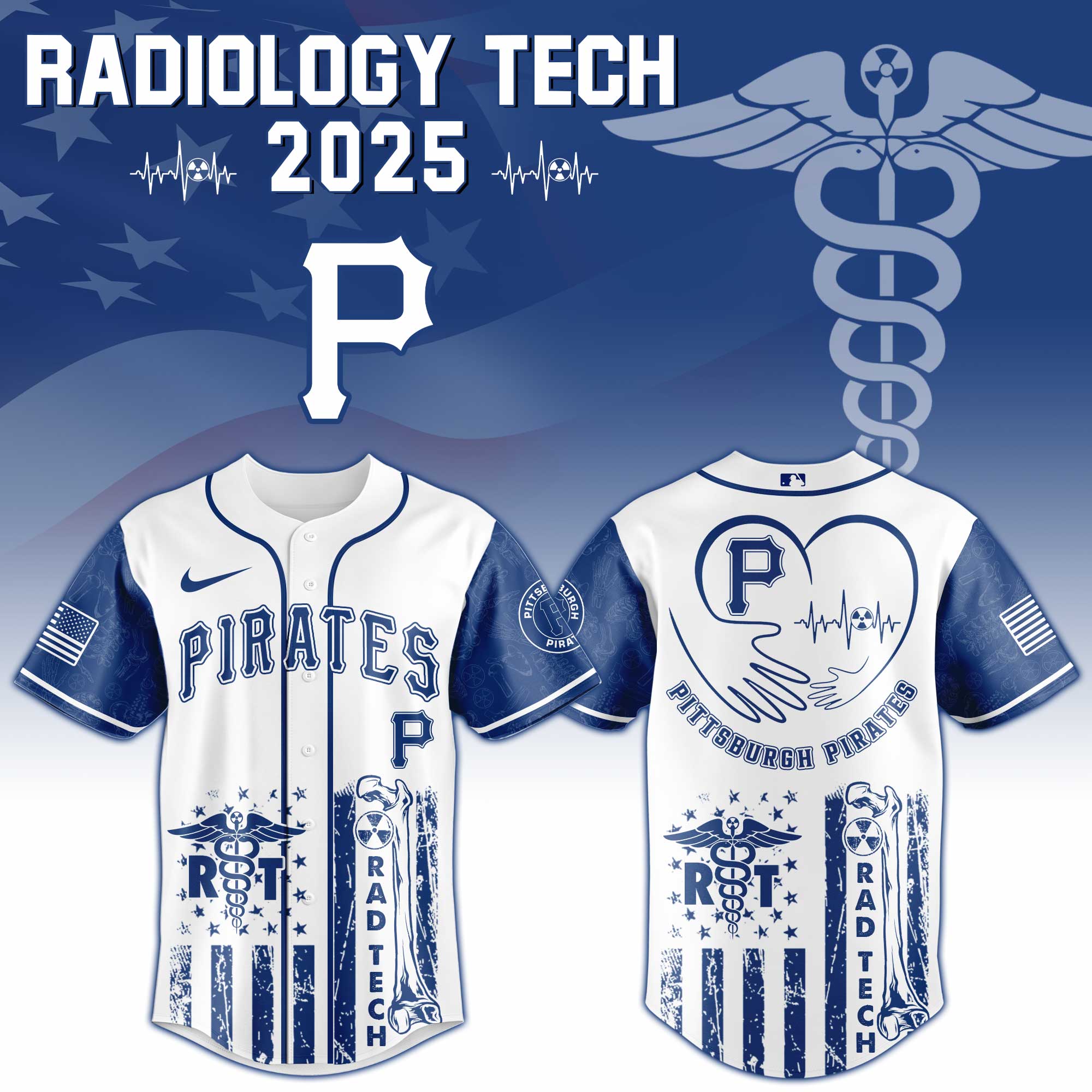 Pittsburgh Pirates X Radiology Tech Night Exclusive Design Custom Baseball Jersey