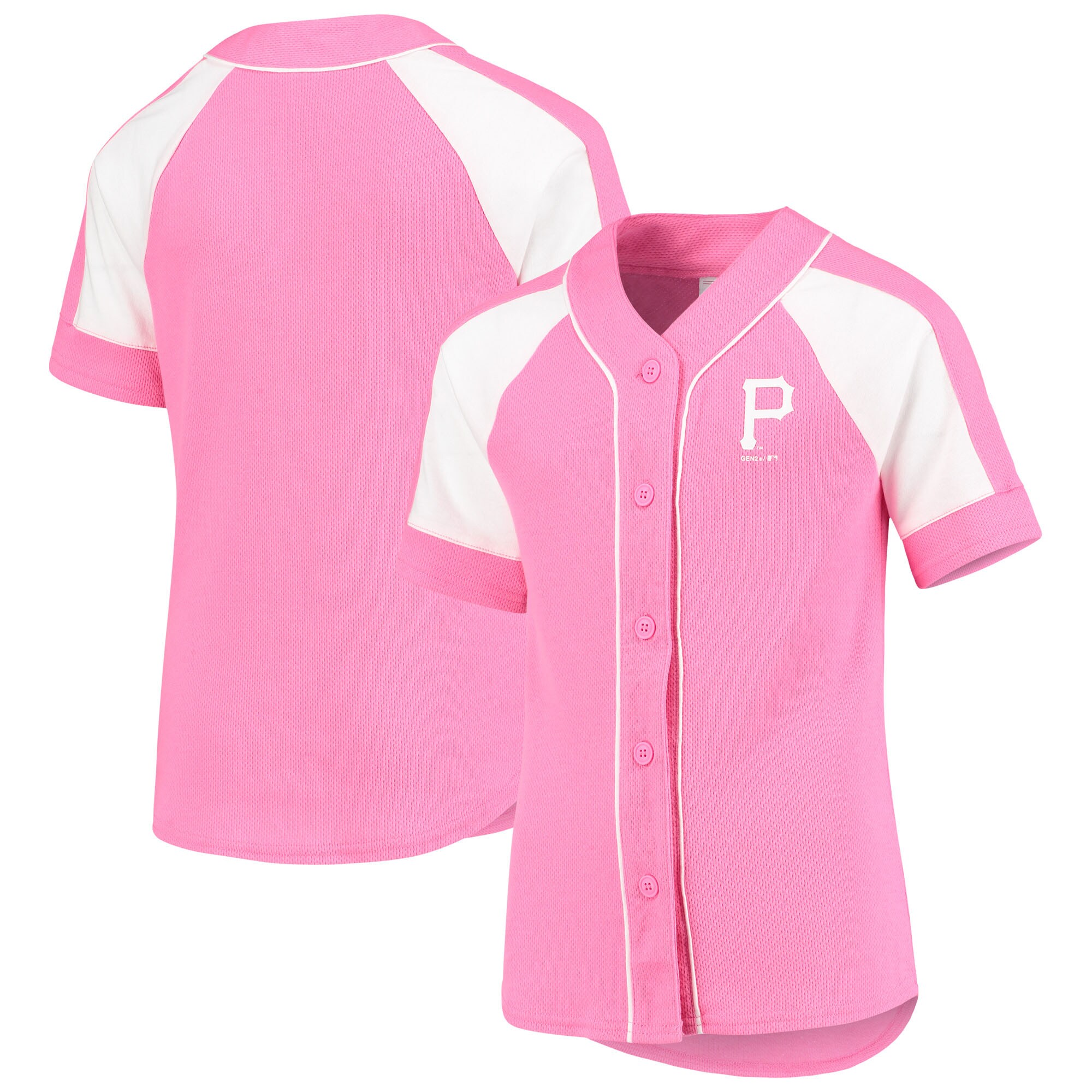 Alternative view of Pittsburgh Pirates Youth Team Spirit Fashion Jersey - Pink