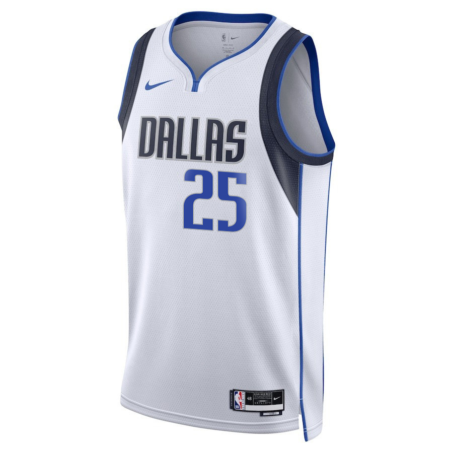 Alternative view of P.J. Washington 25 Dallas Mavericks 2024 FINALS PATCH Swingman Basketball Jersey - Association Edition - White - JS537 