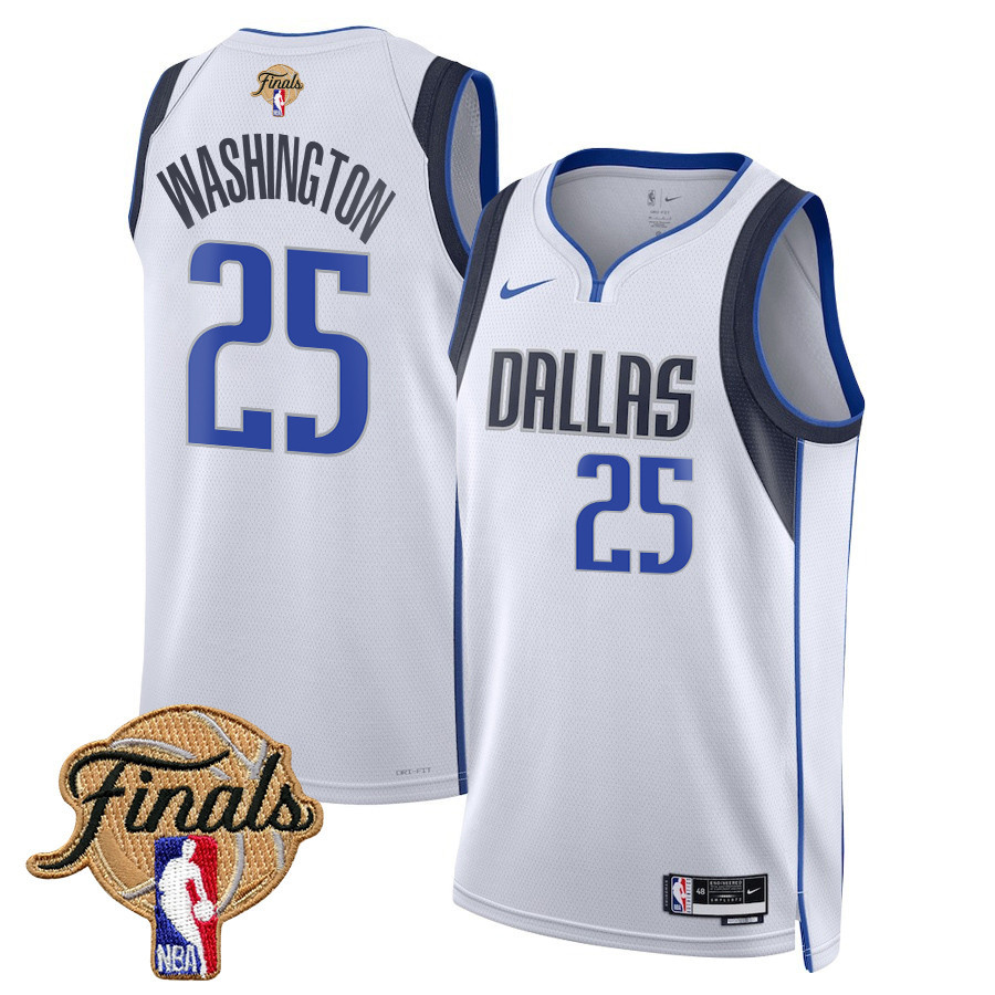 P.J. Washington 25 Dallas Mavericks 2024 FINALS PATCH Swingman Basketball Jersey - Association Edition - White - JS537 