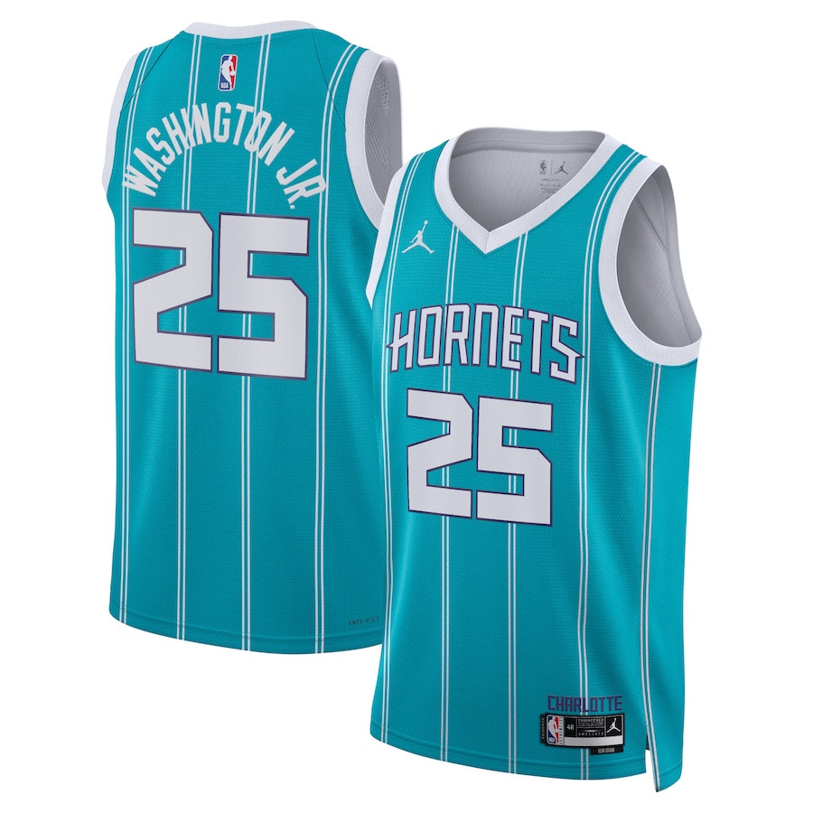 P.J. Washington Jr. 25 Charlotte Hornets Unisex Swingman Basketball Jersey - Icon Edition - Teal - JS605 