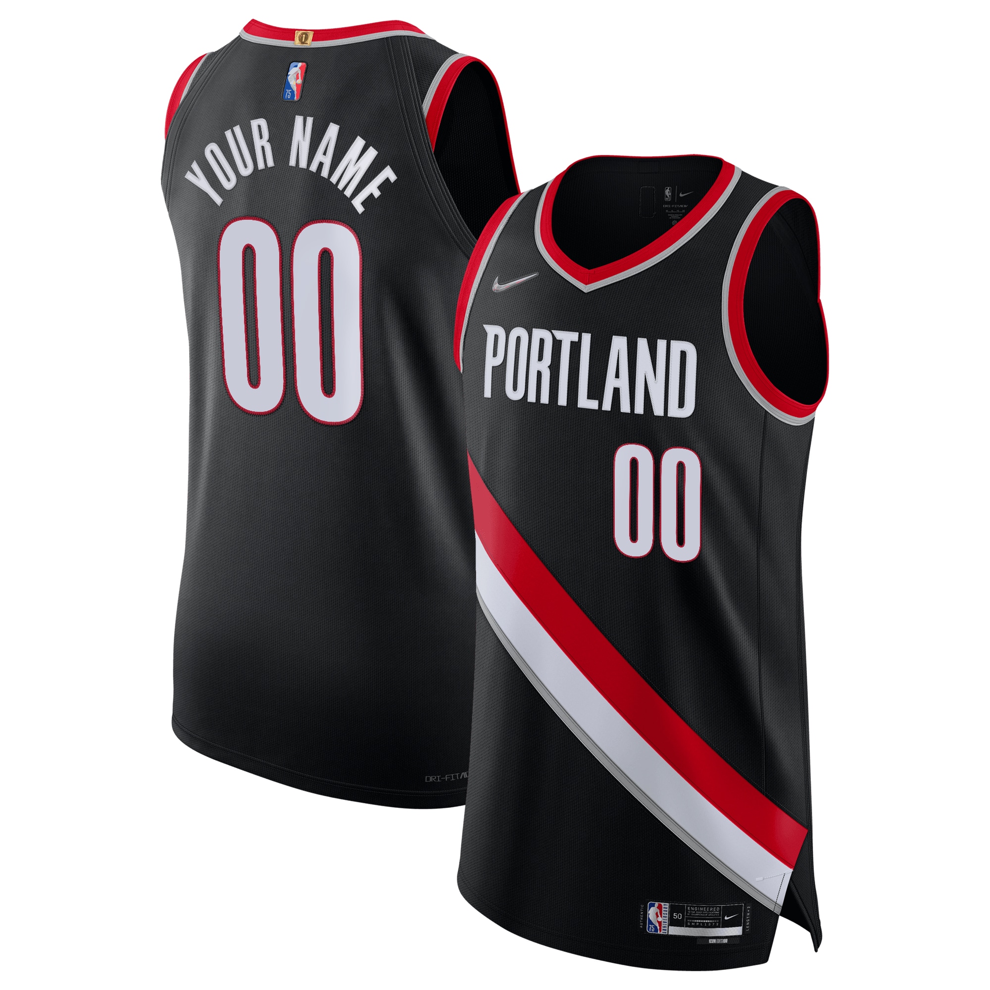 Portland Trail Blazers 2021/22 Diamond Authentic Custom Basketball Jersey - Icon Edition - Black