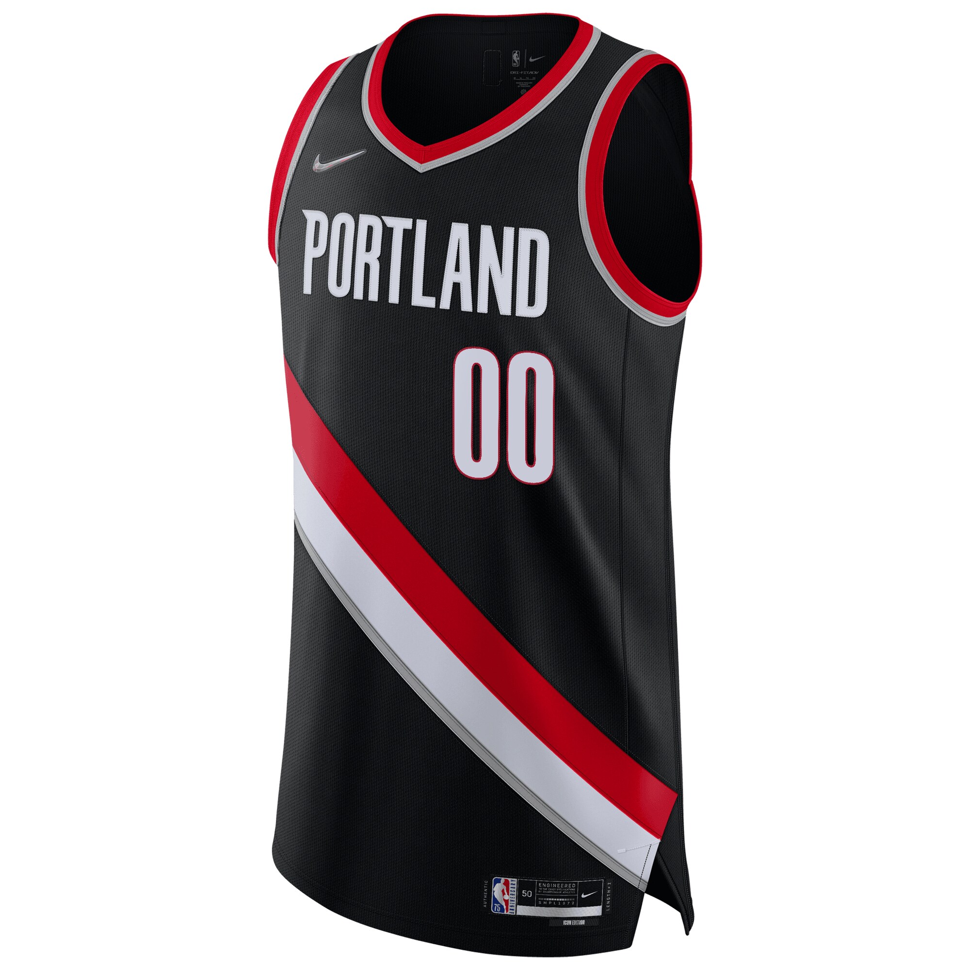 Alternative view of Portland Trail Blazers 2021/22 Diamond Authentic Custom Basketball Jersey - Icon Edition - Black