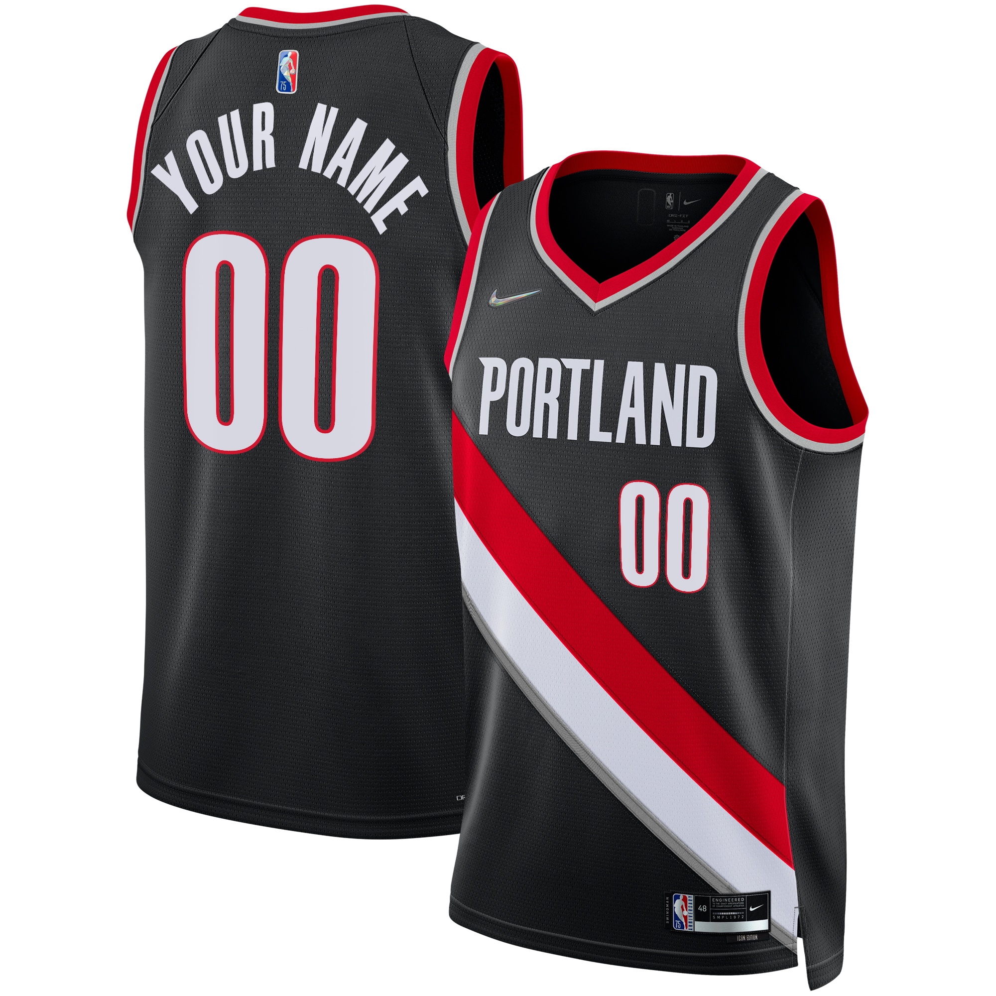 Portland Trail Blazers 2021/22 Diamond Swingman Custom Basketball Jersey - Icon Edition - Black