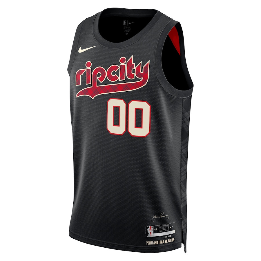 Alternative view of Portland Trail Blazers 2023/24 Swingman Basketball Jersey Customized - City Edition - Black - JS489 