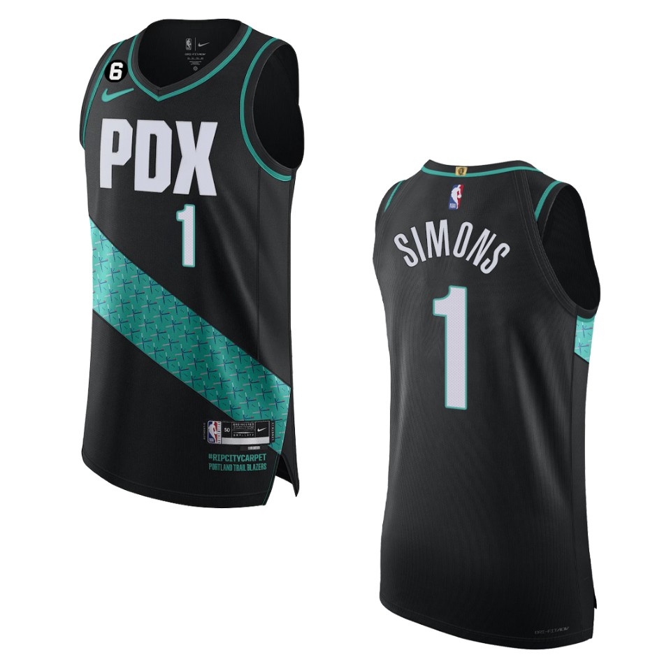 Portland Trail Blazers Anfernee Simons 2022-23 City Edition Black Basketball Jersey