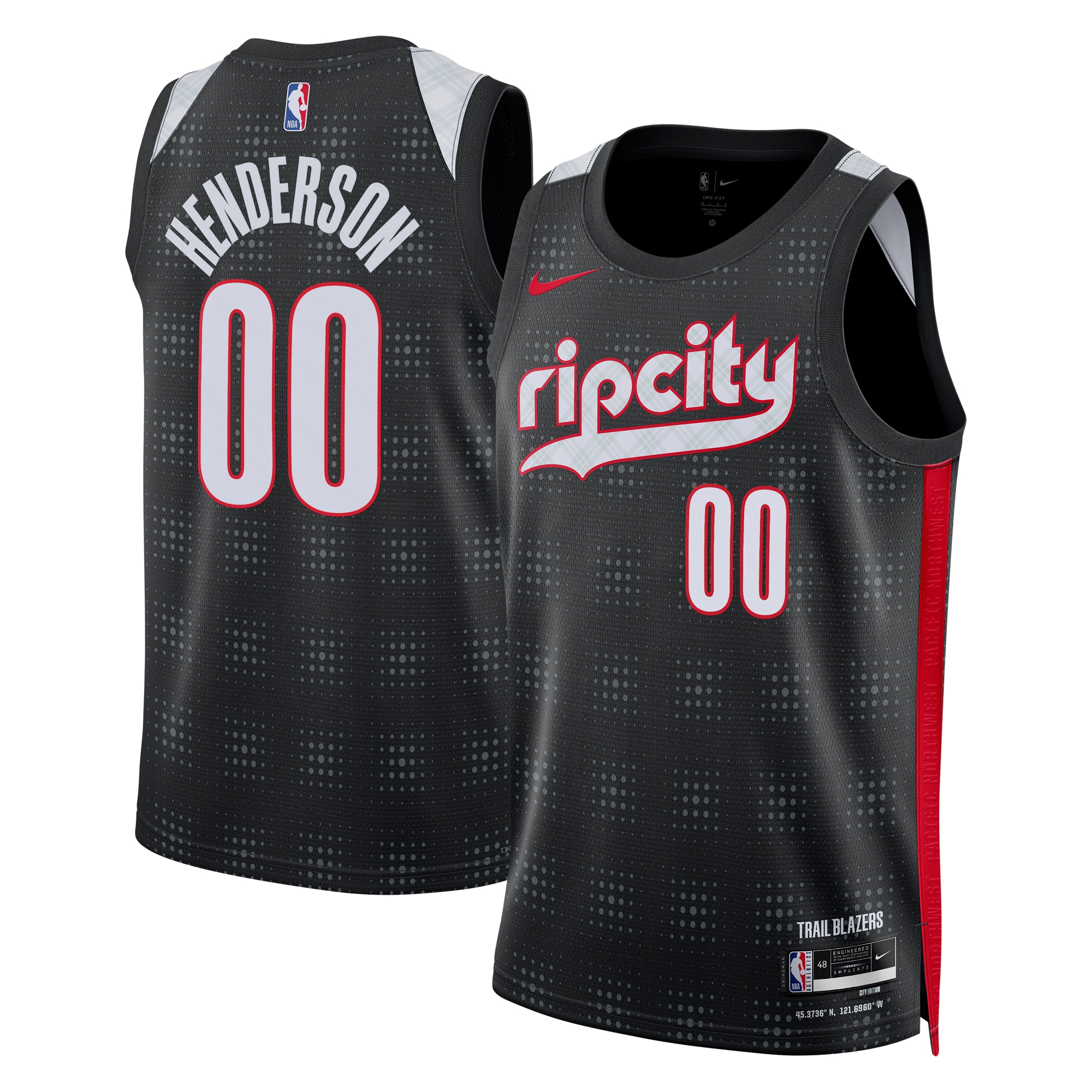 Portland Trail Blazers City Edition Swingman Basketball Jersey 2024 - Black - Scoot Henderson - Unisex - JS516 