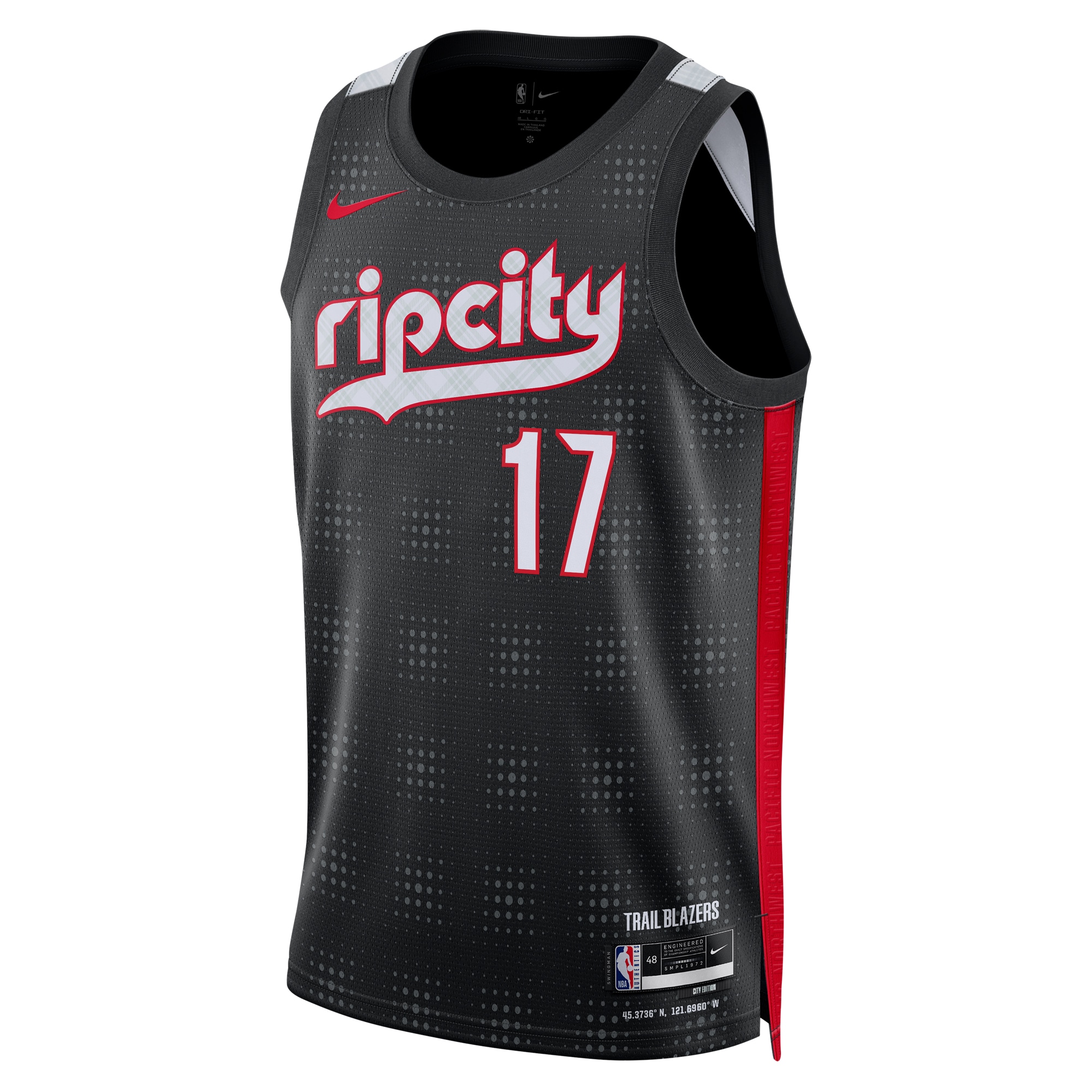 Alternative view of Portland Trail Blazers City Edition Swingman Basketball Jersey 2024 - Black - Shaedon Sharpe - Unisex - JS653 