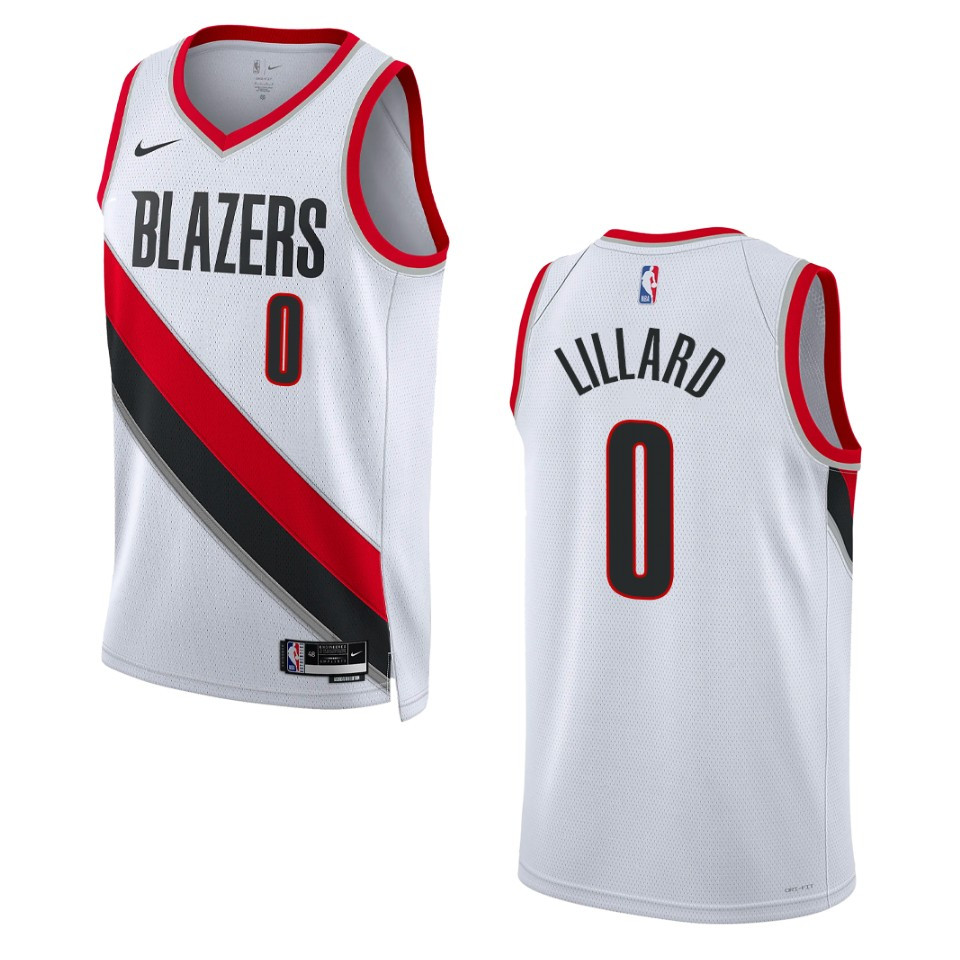 Portland Trail Blazers Damian Lillard 2022-23 Association Edition White Swingman Basketball Jersey