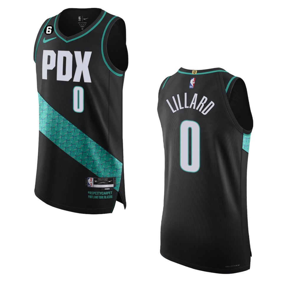 Portland Trail Blazers Damian Lillard 2022-23 City Edition Black Basketball Jersey