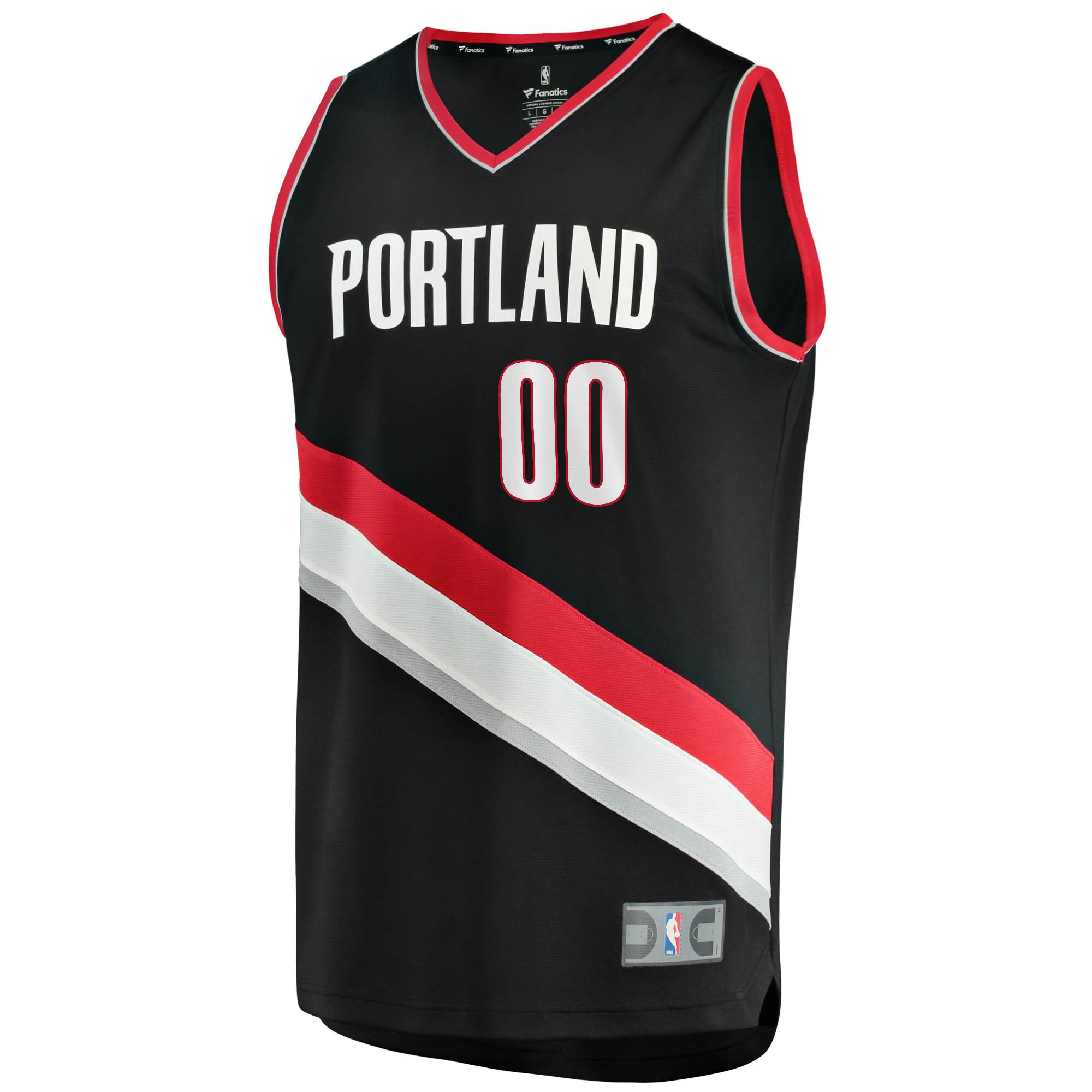 Alternative view of Portland Trail Blazers Fanatics Youth Fast Break Custom Replica Basketball Jersey Black - Icon Edition