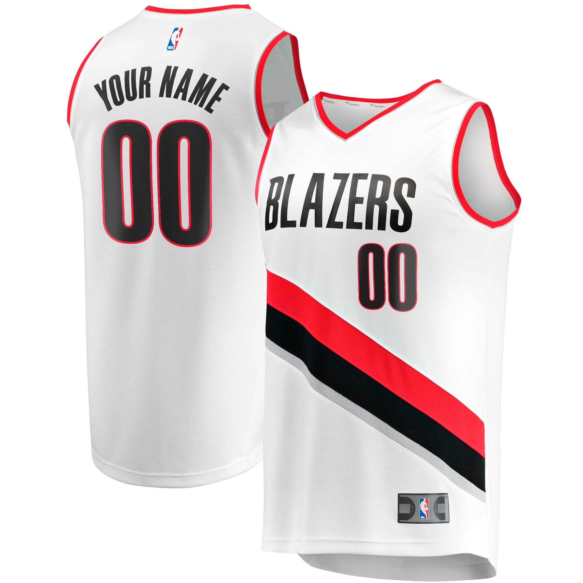 Portland Trail Blazers Fanatics Youth Fast Break Replica Custom Basketball Jersey - Association Edition - White