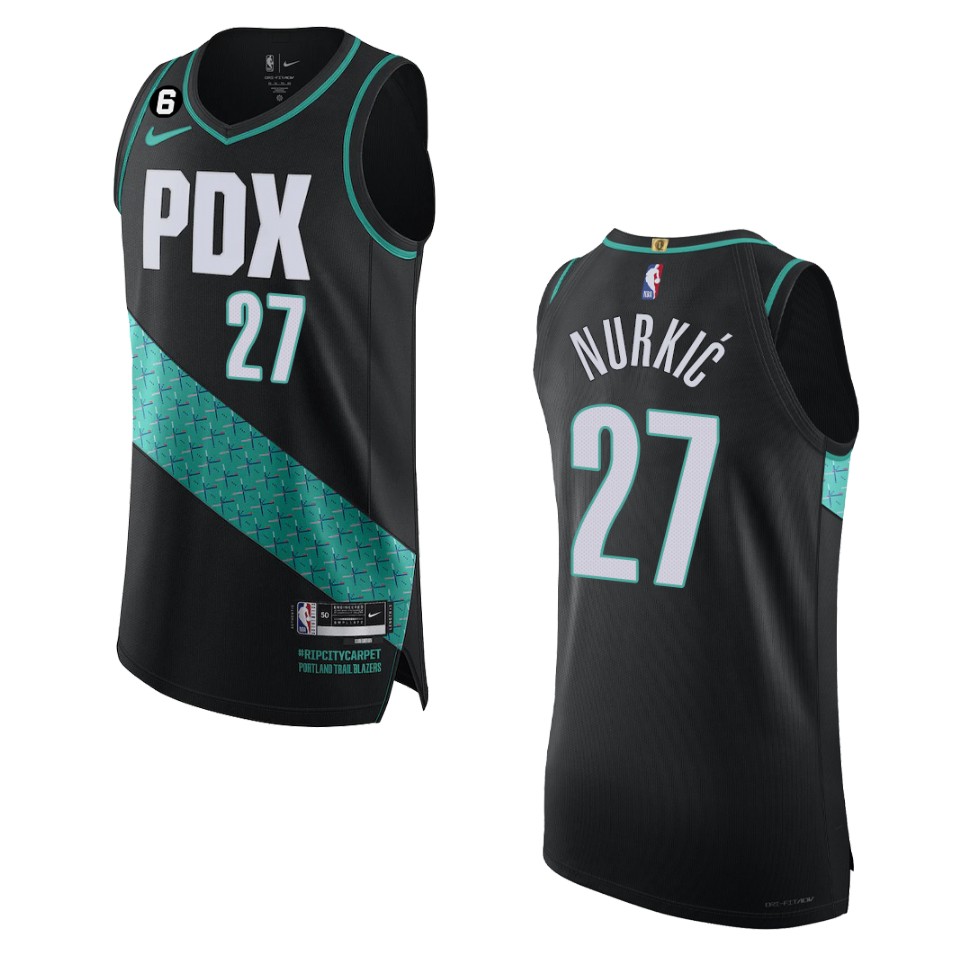 Portland Trail Blazers Jusuf Nurkic 2022-23 City Edition Black Basketball Jersey