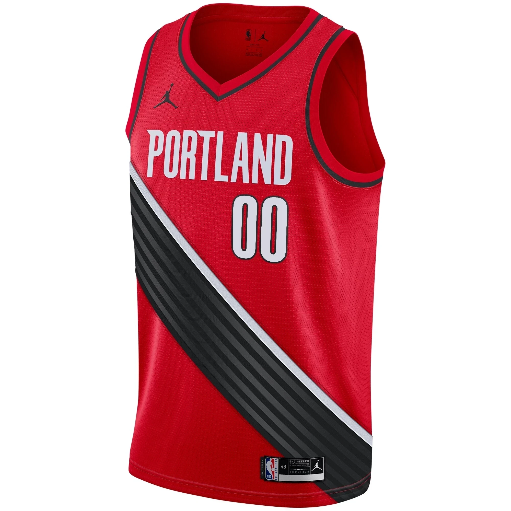 Alternative view of Portland Trail Blazers Swingman Custom Basketball Jersey - Statement Edition - Red - JS156 