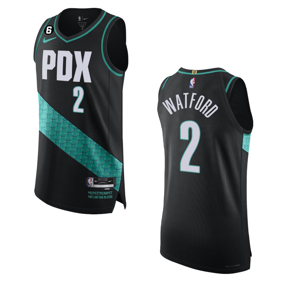 Portland Trail Blazers Trendon Watford 2022-23 City Edition Black Basketball Jersey
