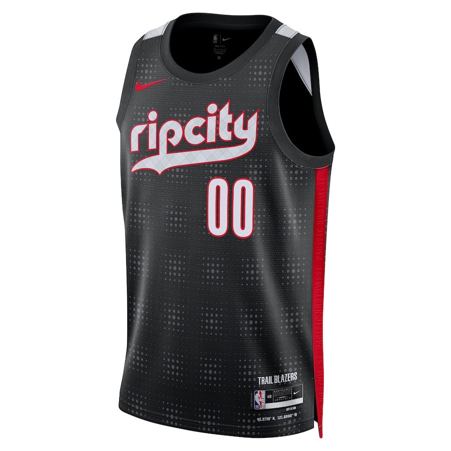 Alternative view of Portland Trail Blazers Unisex 2024/25 Custom Swingman Basketball Jersey - City Edition - Black - JS642 