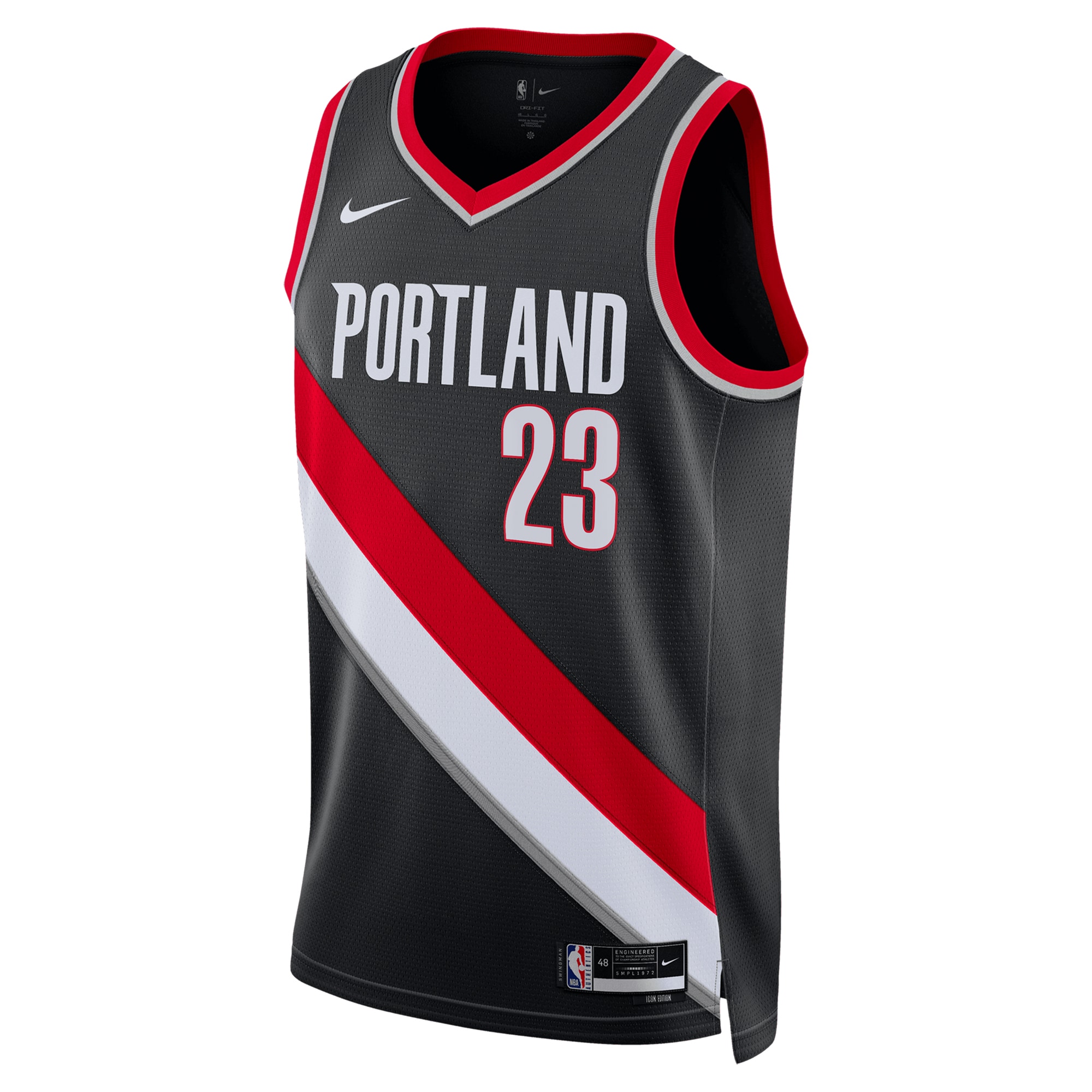 Alternative view of Portland Trailblazers Icon Swingman Basketball Jersey - Black - Donovan Clingan - Unisex - JS817 