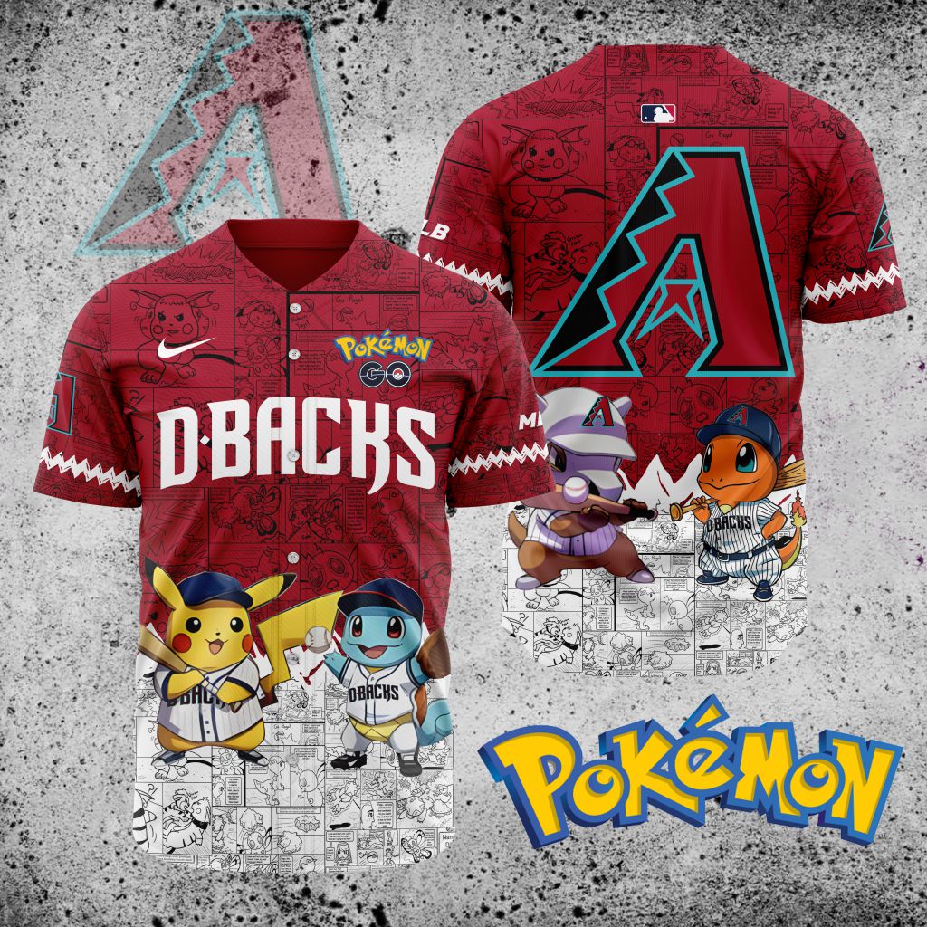 Premium Mlb Arizona Diamondbacks X Pokemon Custom Baseball Jersey