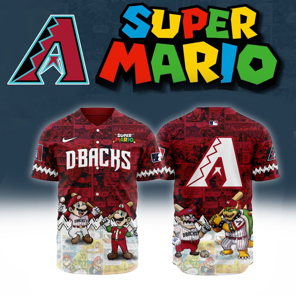 Premium Mlb Arizona Diamondbacks X Super Mario Custom Baseball Jersey