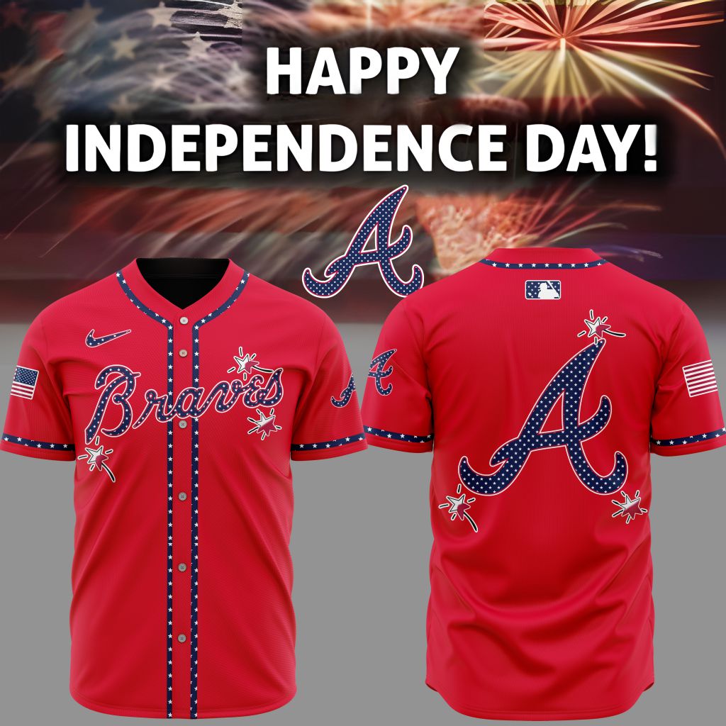 Premium Mlb Atlanta Braves Happy Independence Day Custom Baseball Jersey