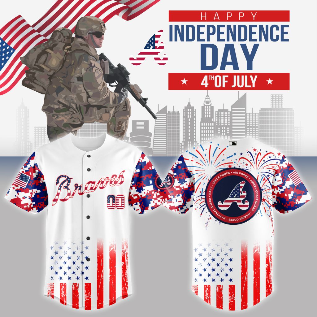 Premium Mlb Atlanta Braves Special The 4th Of July Military Custom Baseball Jersey