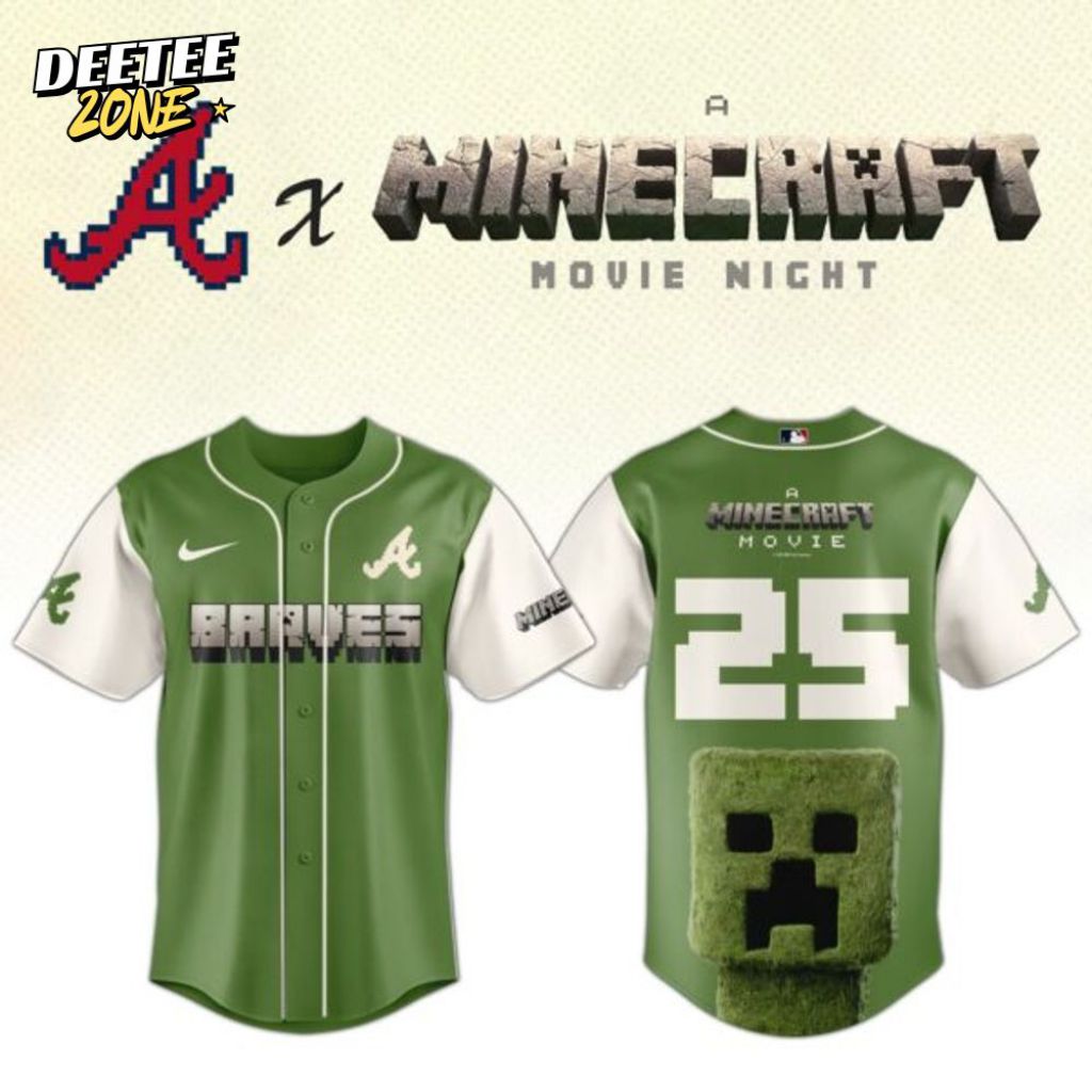 Premium Mlb Atlanta Braves X A Minecraft Movie Custom Baseball Jersey